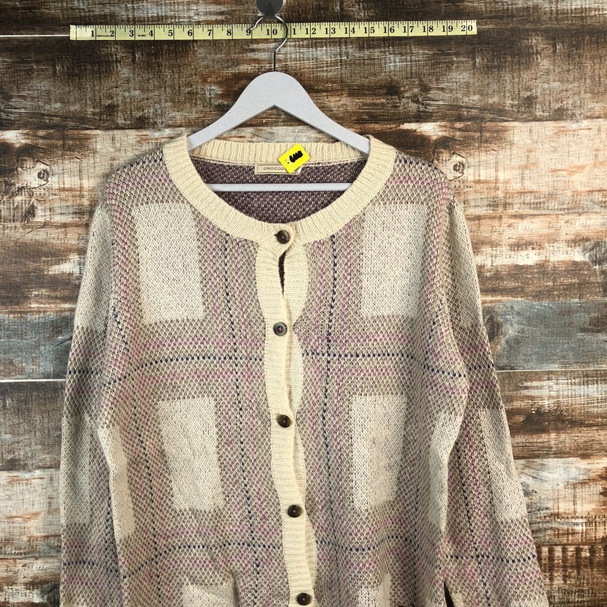 Vintage DLL Crocodille Brown Cardigan Knitwear #C040 Size US L / EU 52-54 / 3 - 2 Thumbnail