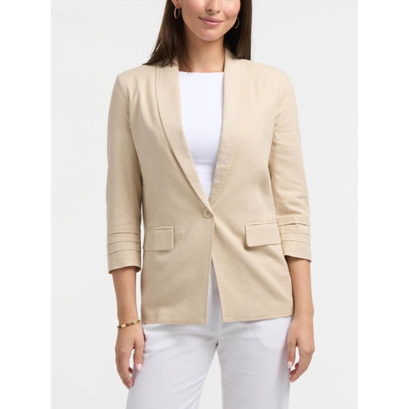 Ellen Tracy NWT New $179 Ellen Tracy Tailored Linen-Blend Blazer Size X Size XS / US 0-2 / IT 36-38 - 1 Thumbnail