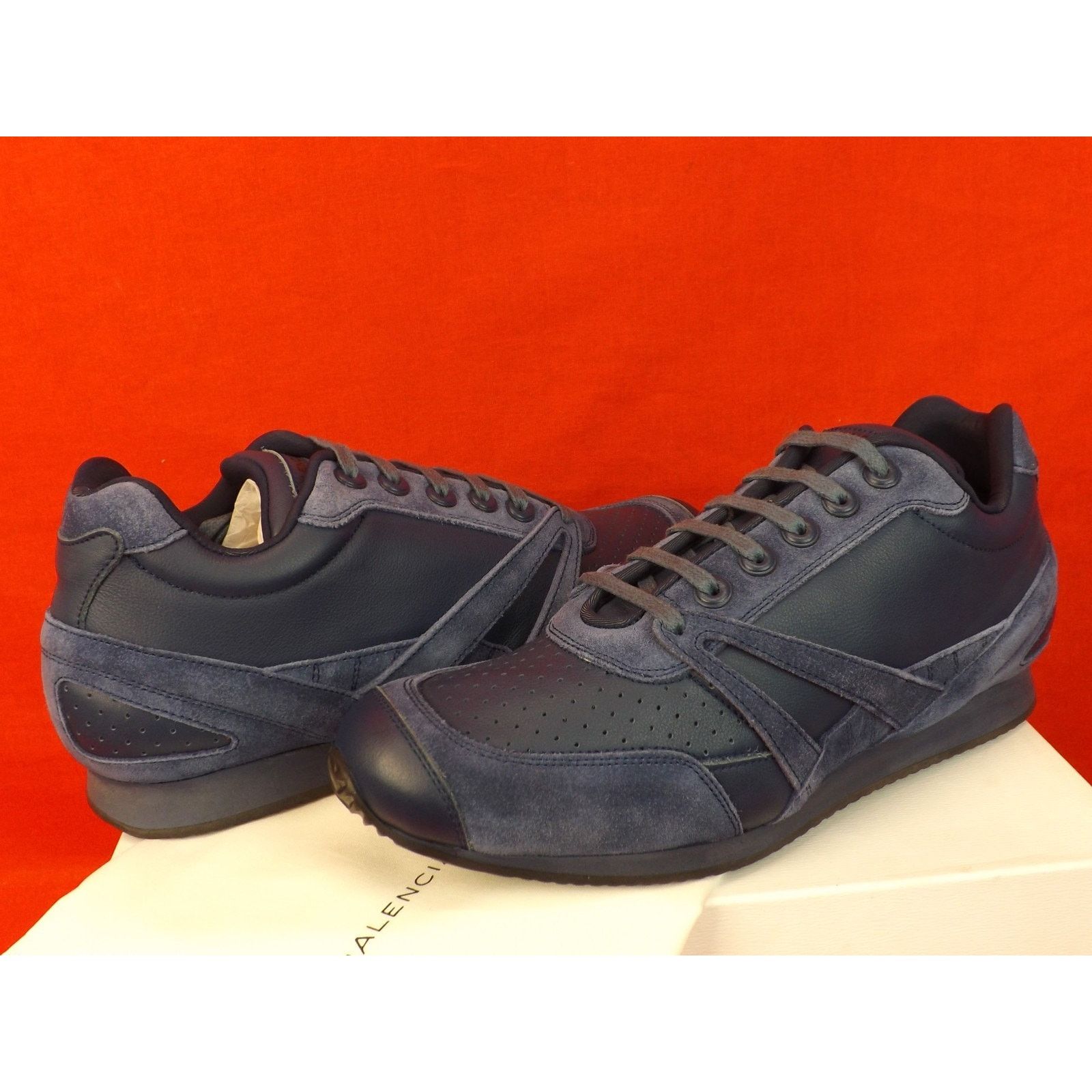 Balenciaga BALENCIAGA BLUE LEATHER SUEDE LOGO SNEAKERS TRAINERS 40 $495 Size US 10 / IT 40 - 5 Thumbnail