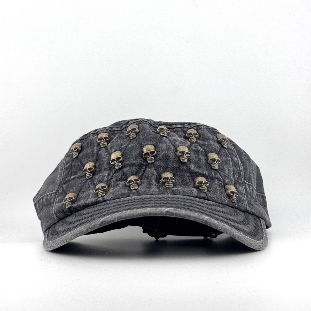 If Six Was Nine Skull Stud Military Punk Rock Gothic Patrol Cap Washed Black Size ONE SIZE - 1 Thumbnail