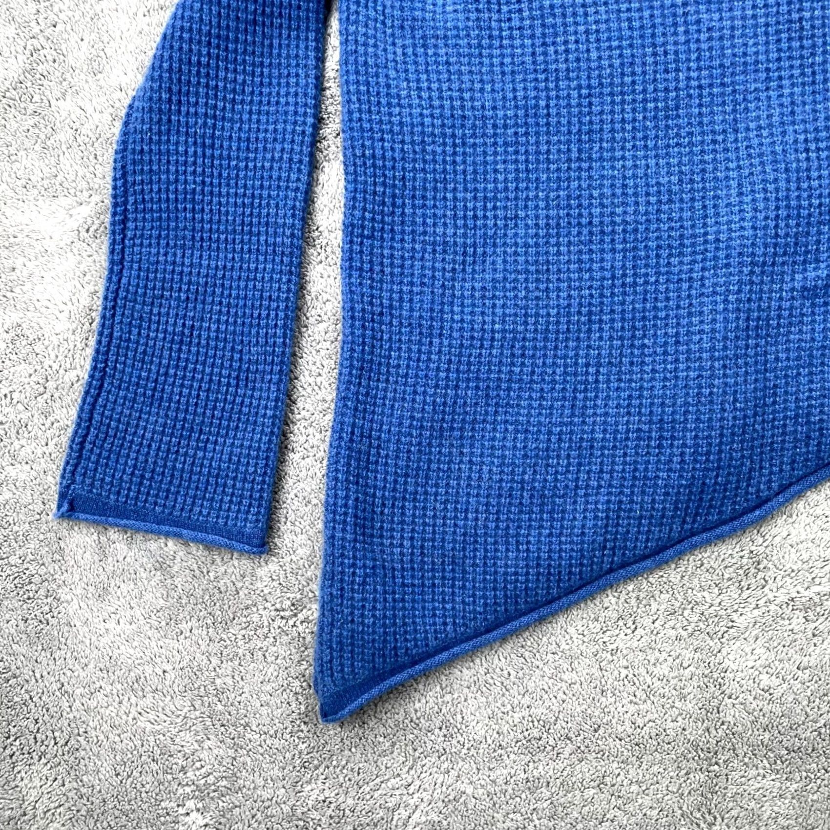 Vintage Oats Cashmere Sweater Womens Medium Blue Knit Mock Neck Waffle-Knit Pullover Casual Style Debra Hayburn Adjustable Hem 90s Classic Preppy Size M / US 6-8 / IT 42-44 - 2 Thumbnail