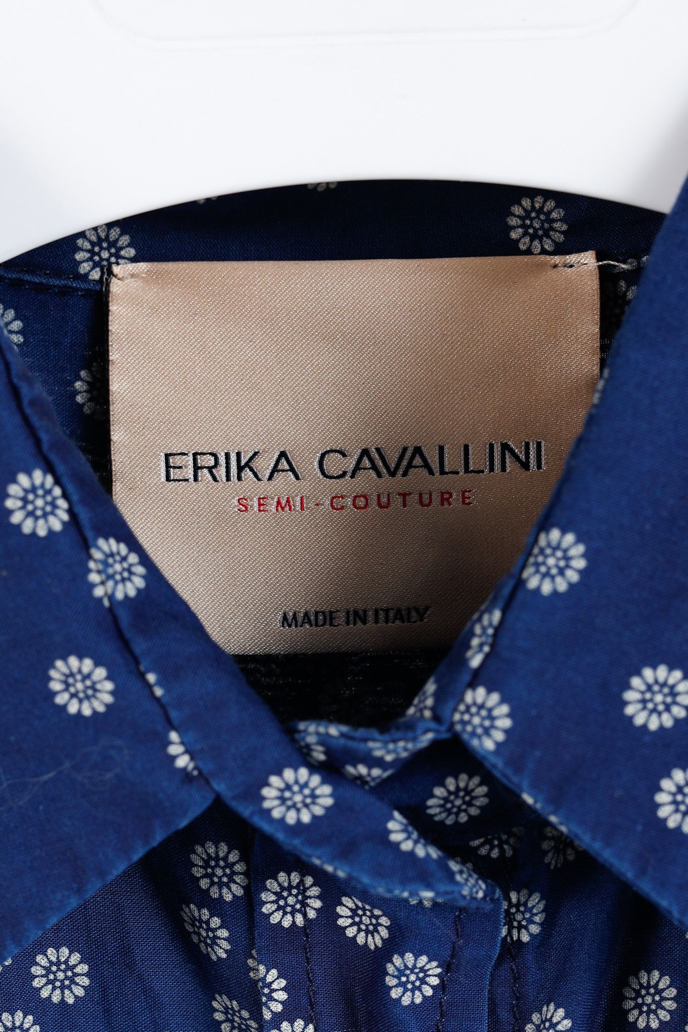 Designer Erika Cavallini SS/15 Blue Daisy Cotton Belted Shirt Dress Size XS / US 0-2 / IT 36-38 - 4 Thumbnail