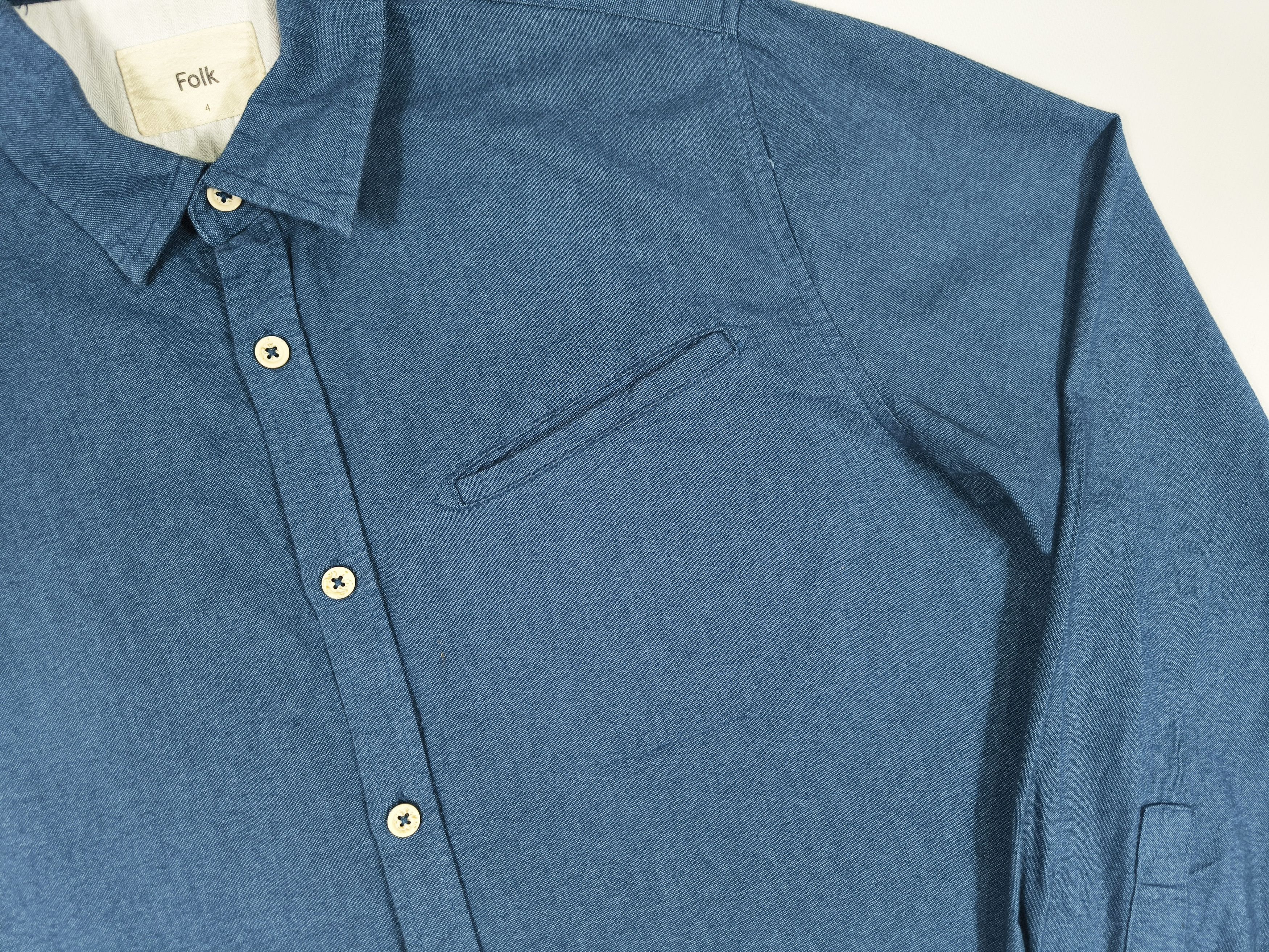Folk Folk Blue Cotton Pocket Shirt Size 4 L Size US L / EU 52-54 / 3 - 3 Thumbnail