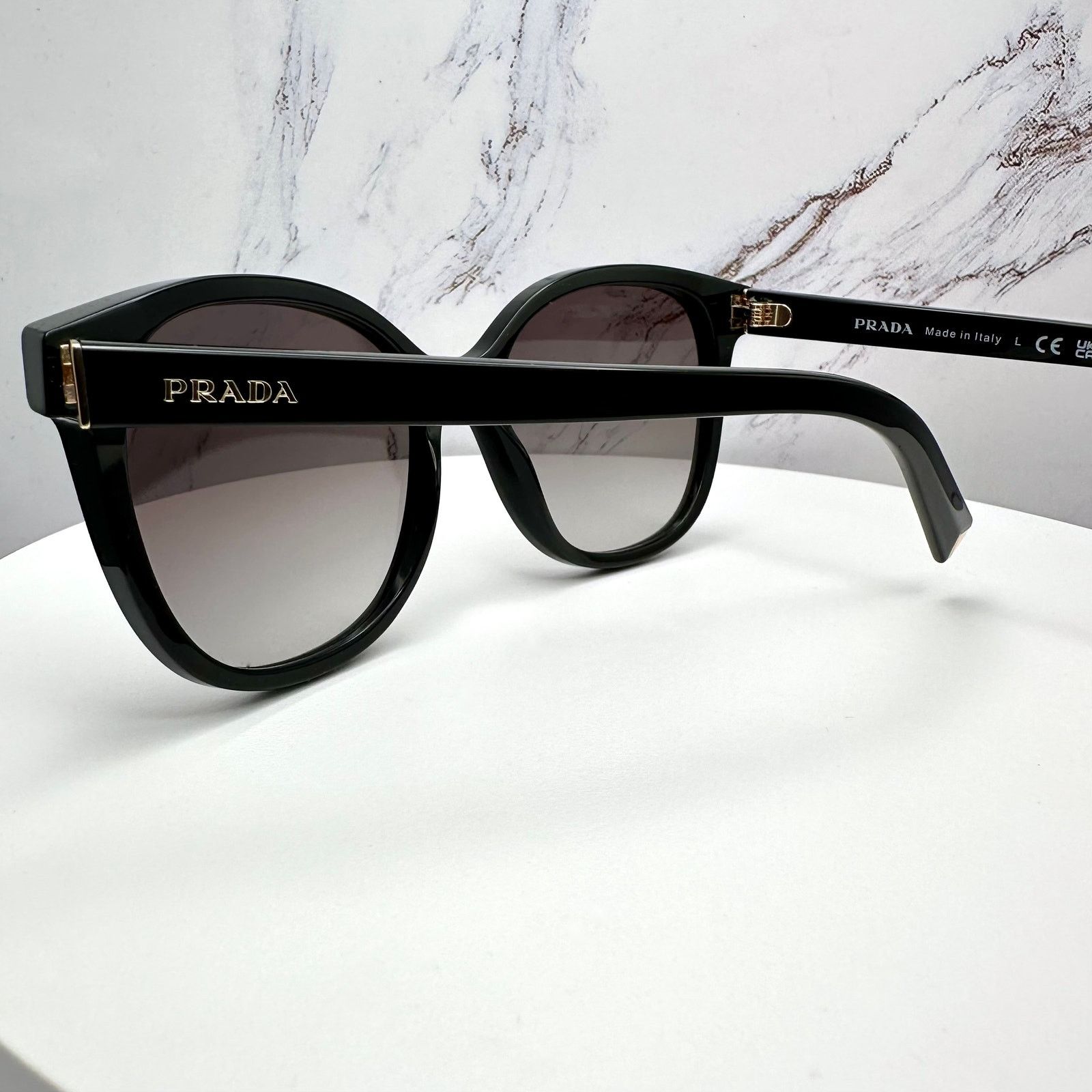 Prada New PRADA Sunglasses Black Gold Square Gray Lens Size ONE SIZE - 18 Thumbnail