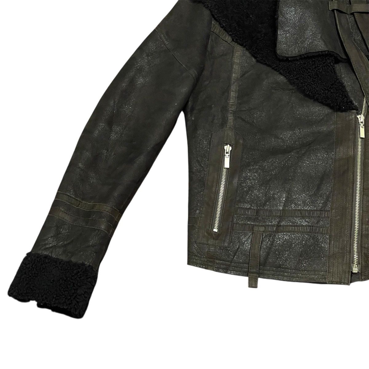 If Six Was Nine Vtg Rick Owen Inspired Avantgarde Sheepskin Leather Jacket Size US S / EU 44-46 / 1 - 6 Thumbnail