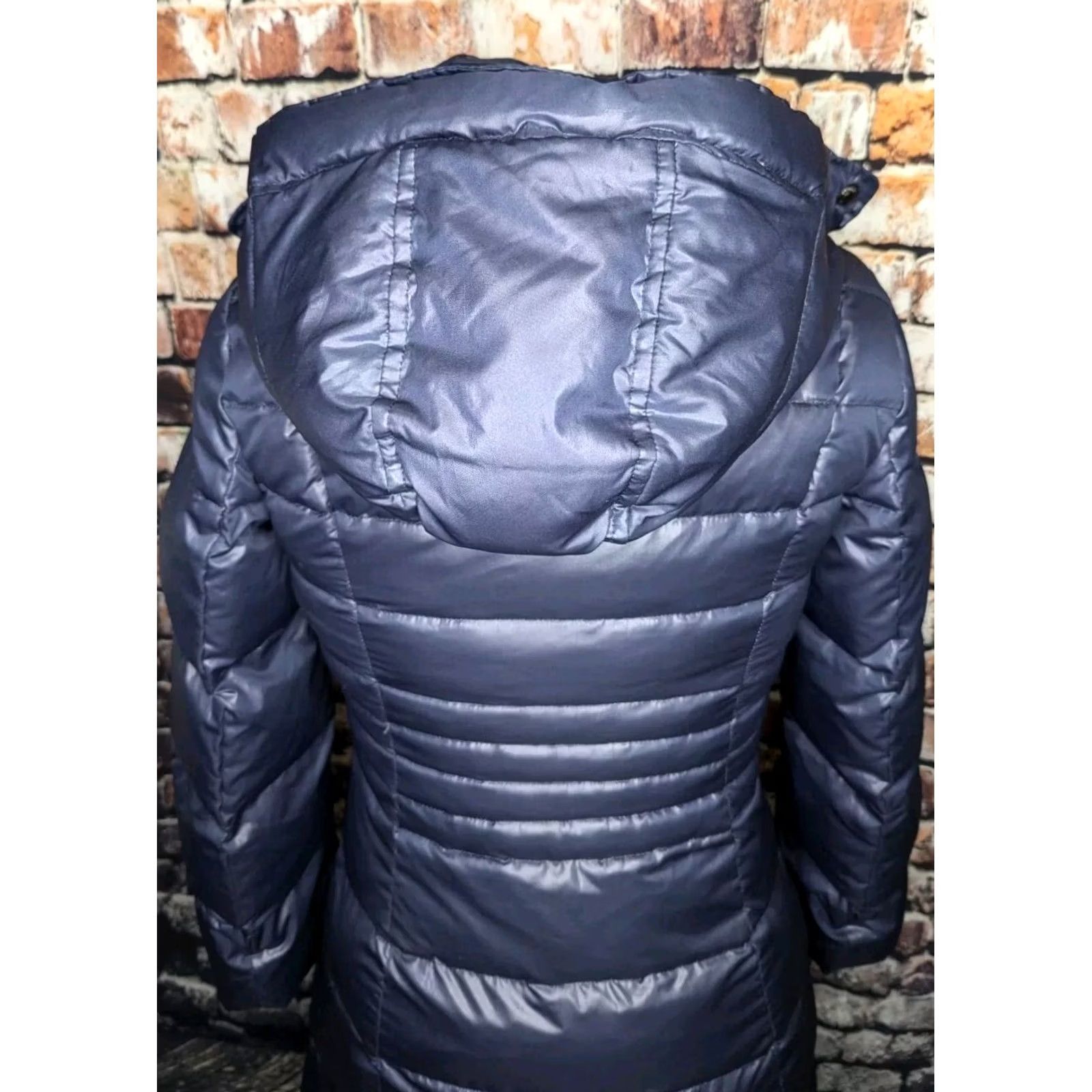 Schott SCHOTT NYC PUFFER JACKET COAT DOWN LONG HOODED WOMENS SMALL BLUE WINTER Size S / US 4 / IT 40 - 6 Thumbnail