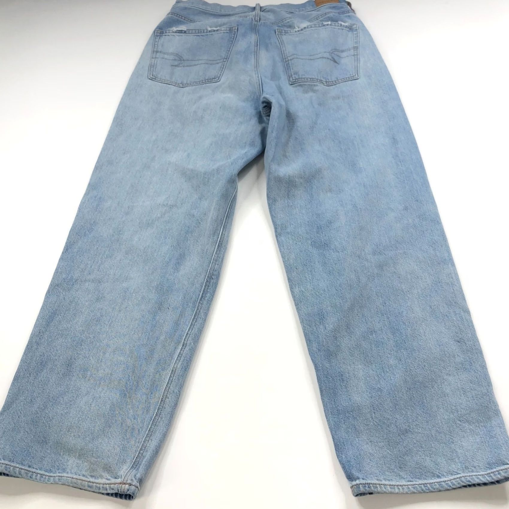 American Eagle Outfitters VINTAGE American Eagle Baggy Jean 12 Short Denim High Rise Distressed 30W 28L Womens Jeans Size 34" / US 12 / IT 48 - 2 Thumbnail