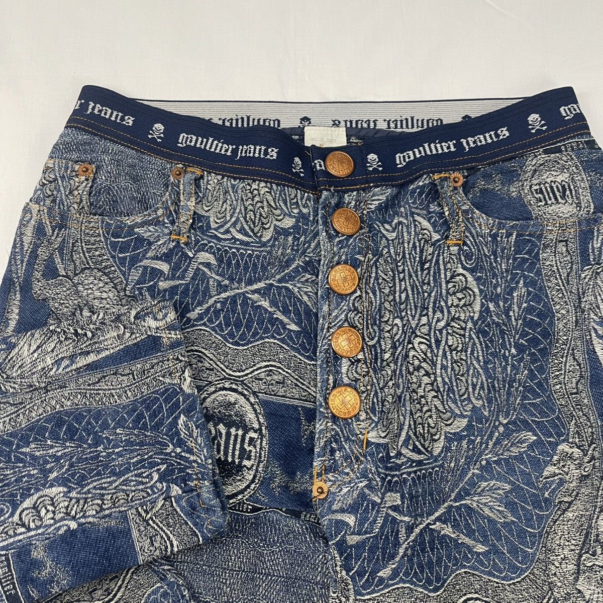 Jean Paul Gaultier AW1994 Jean Paul Gaultier Dragon Slayer Tribal Jeans Vintage Size 30" / US 8 / IT 44 - 5 Thumbnail
