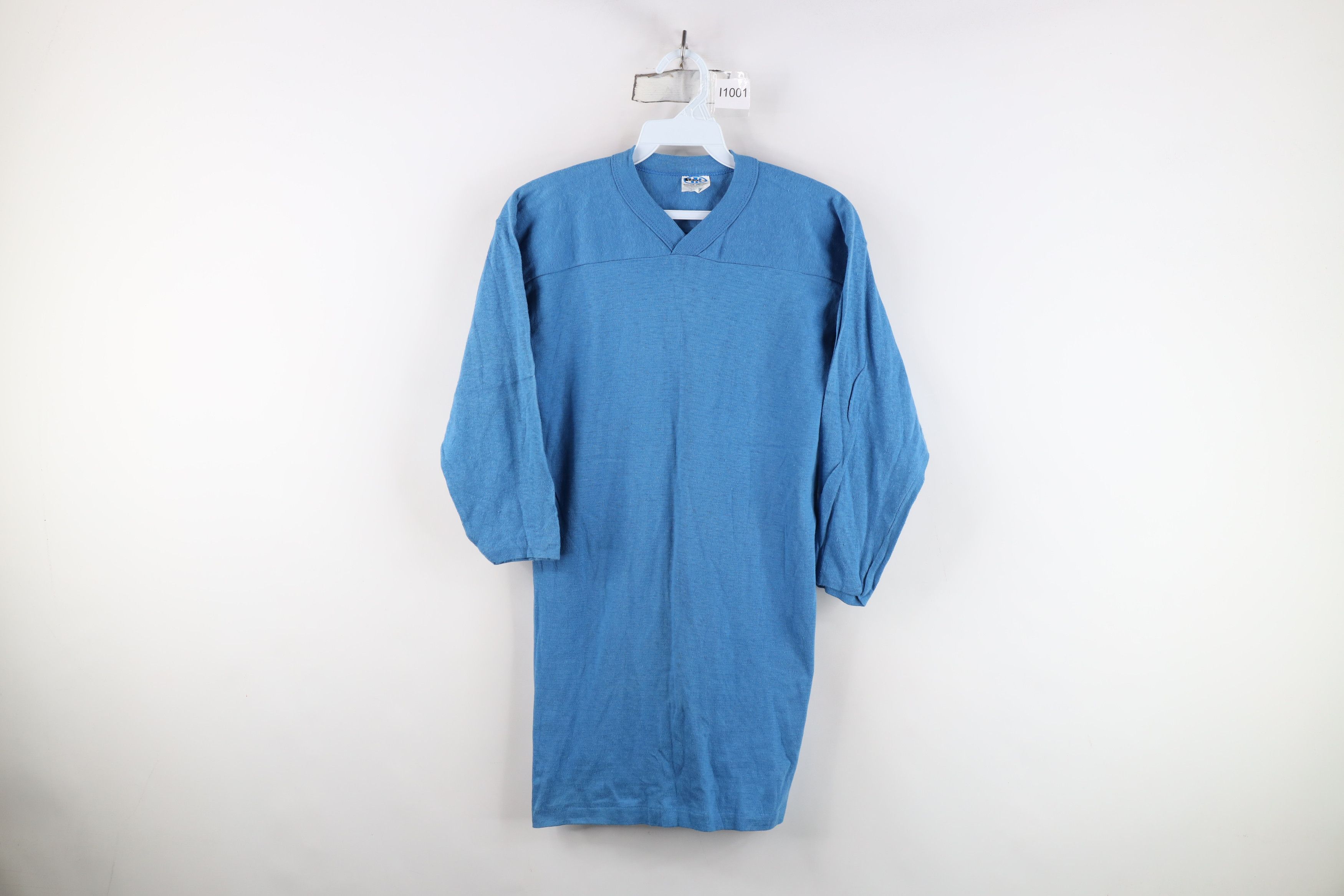 Vintage Deadstock Vintage 60s 70s Jersey T-Shirt Blue USA Cotton Size US S / EU 44-46 / 1 - 1 Thumbnail