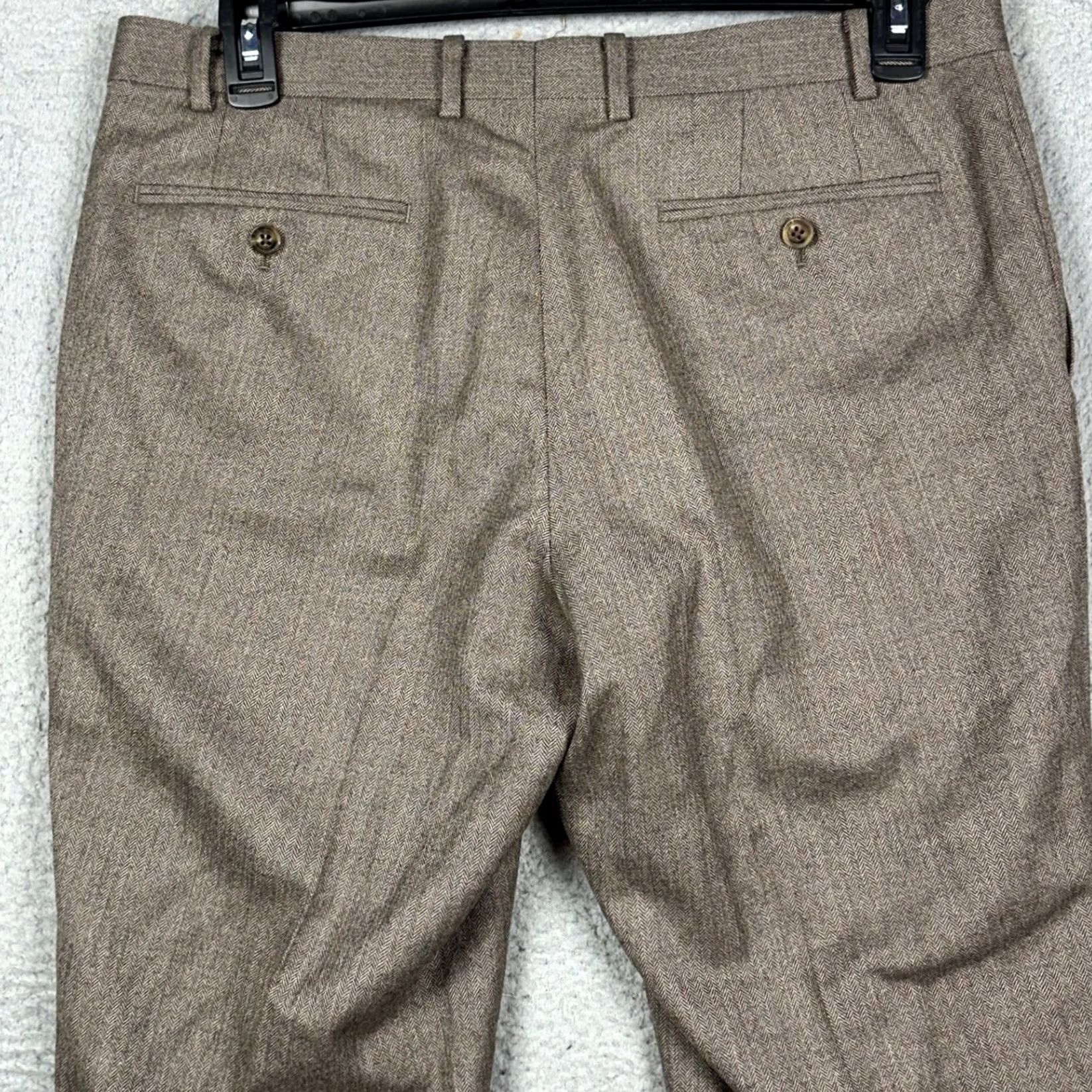 Vintage Indochino Pants Dress Brown Herringbone Wool 36x32 Regular Button Front Slant Pocket Mens Dress Pants Men Brown Herringbone Preppy Business Womens? Size US 32 / EU 48 - 3 Thumbnail