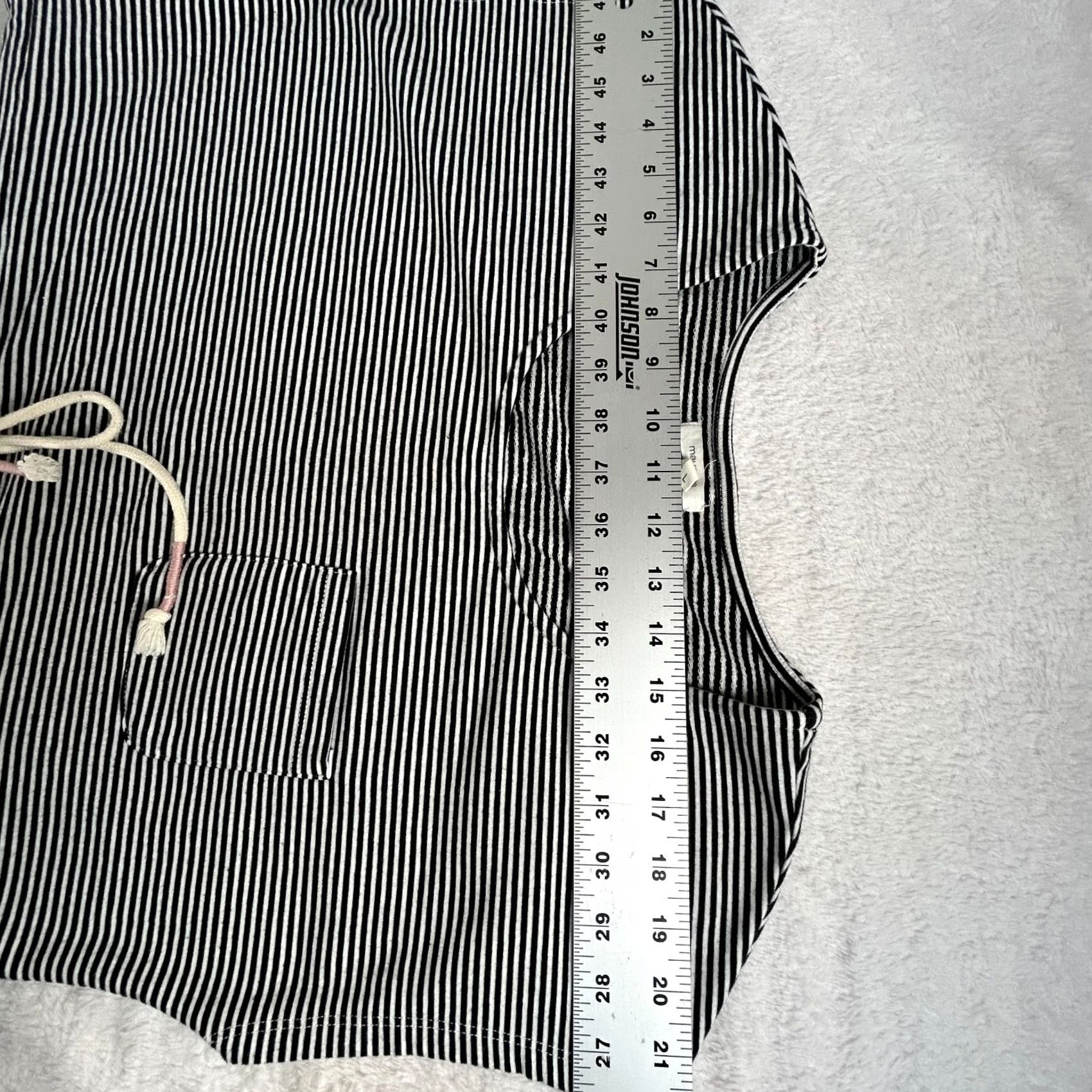 Vintage Maurices Women's Shift Mini Dress Drawstring Waist Striped Black Size Large Size L / US 10 / IT 46 - 6 Thumbnail