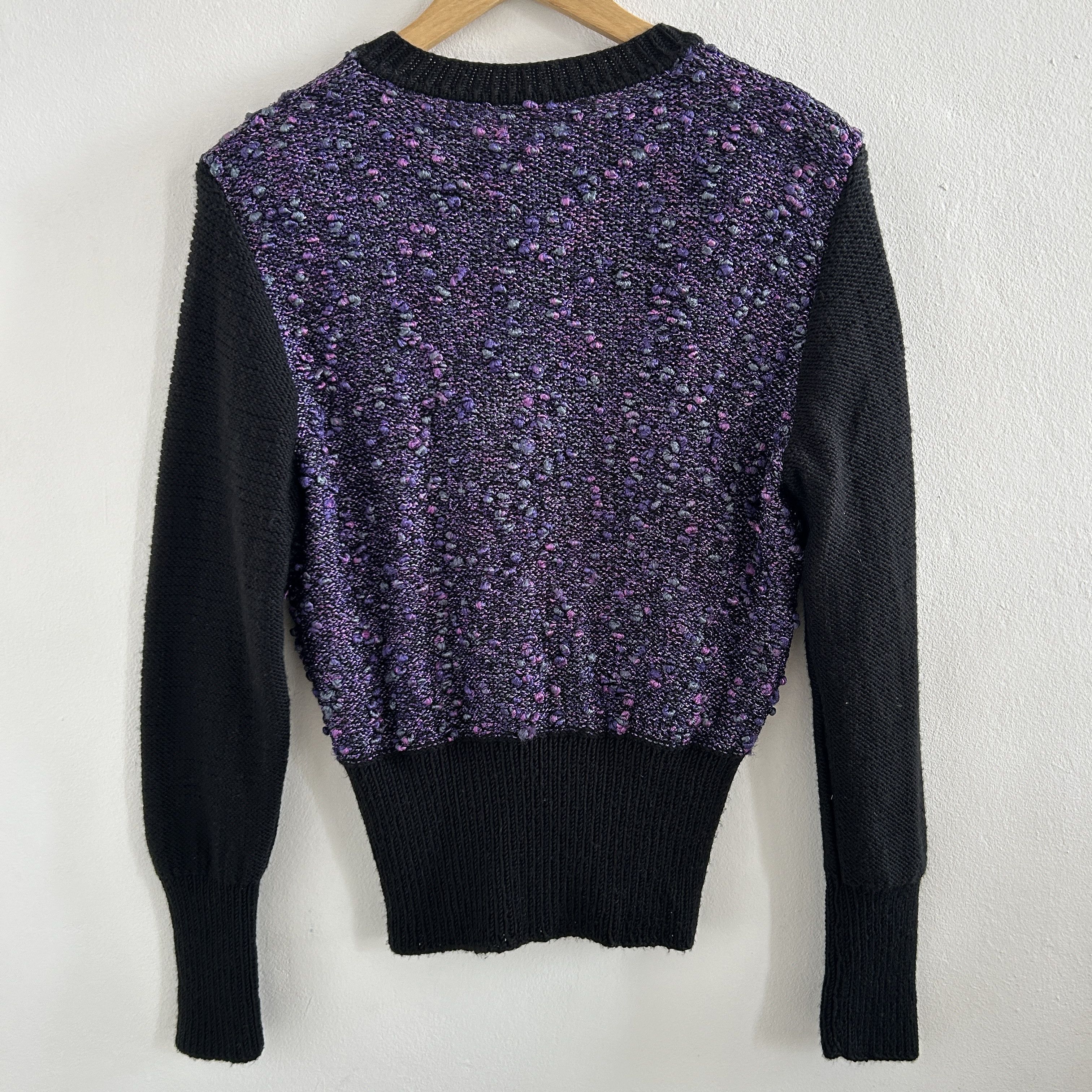 Vintage Vintage 90s Purple Bouclé Cardigan | Retro Tweed Knit Jacket Size M / US 6-8 / IT 42-44 - 9 Thumbnail