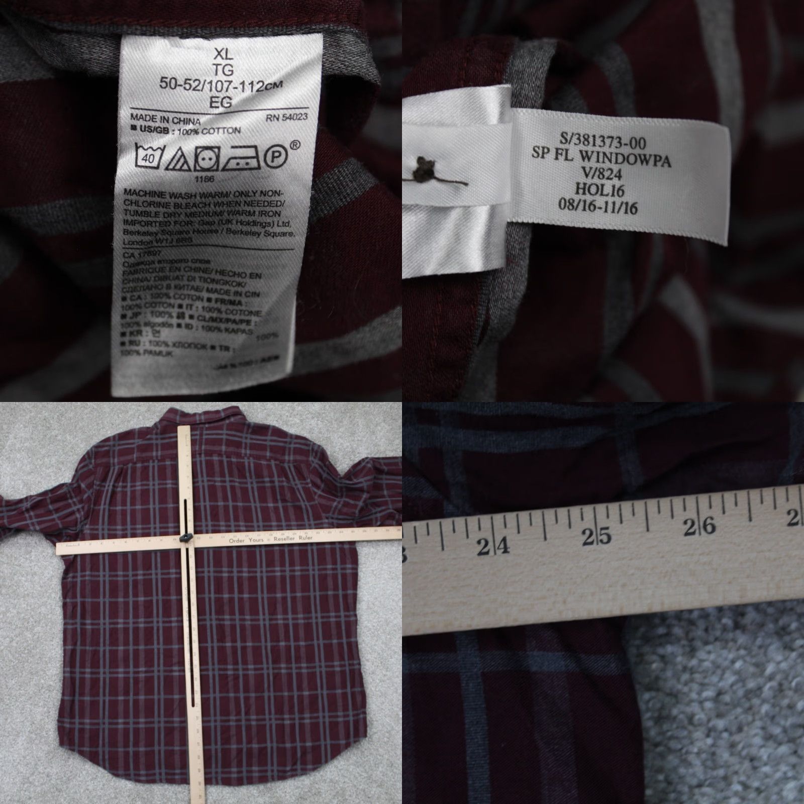 Banana Republic Banana Republic Luxe Flannel Shirt Adult XL Red Button-Up Long Sleeve Plaid Cotton Regular Mens Size US XL / EU 56 / 4 - 8 Thumbnail
