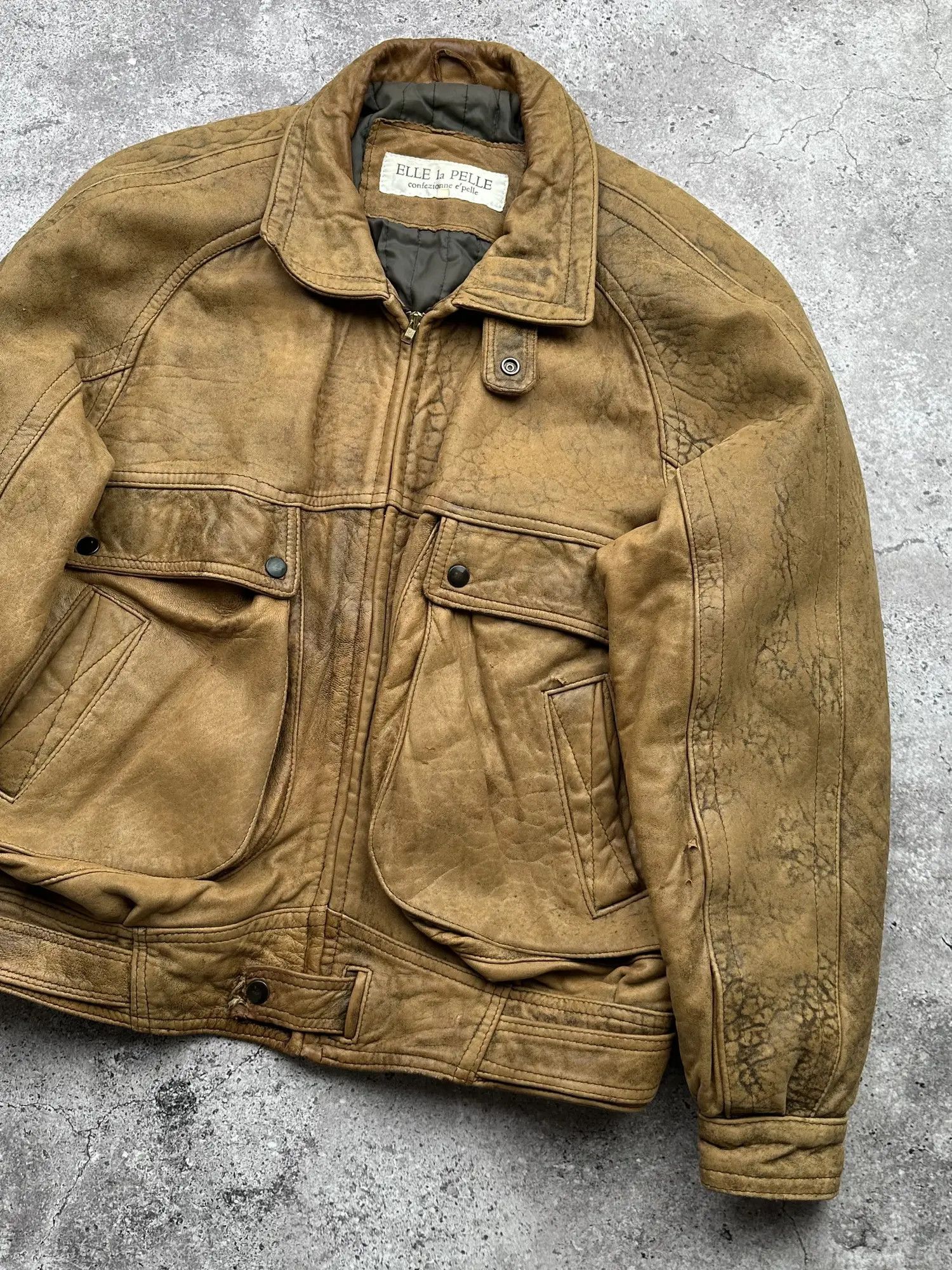 Japanese Brand Vintage Faded Leather Jacket C554(V108) Size US M / EU 48-50 / 2 - 3 Thumbnail