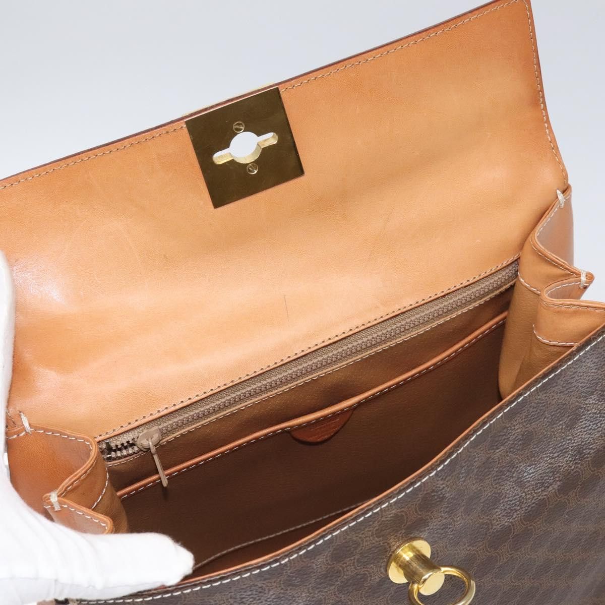 Celine CELINE Macadam Canvas Hand Bag Pvc Brown Gold Size ONE SIZE - 9 Thumbnail
