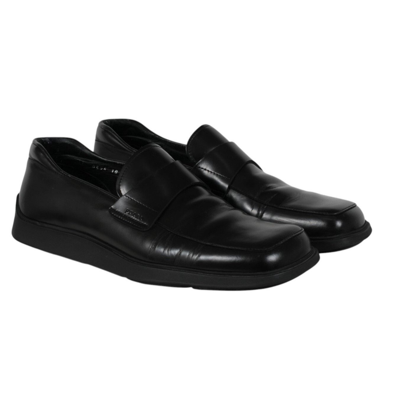 Prada Vtg 2000s Square Toe Loafers Black Leather - 02549 Size US 11 / EU 44 - 16 Thumbnail