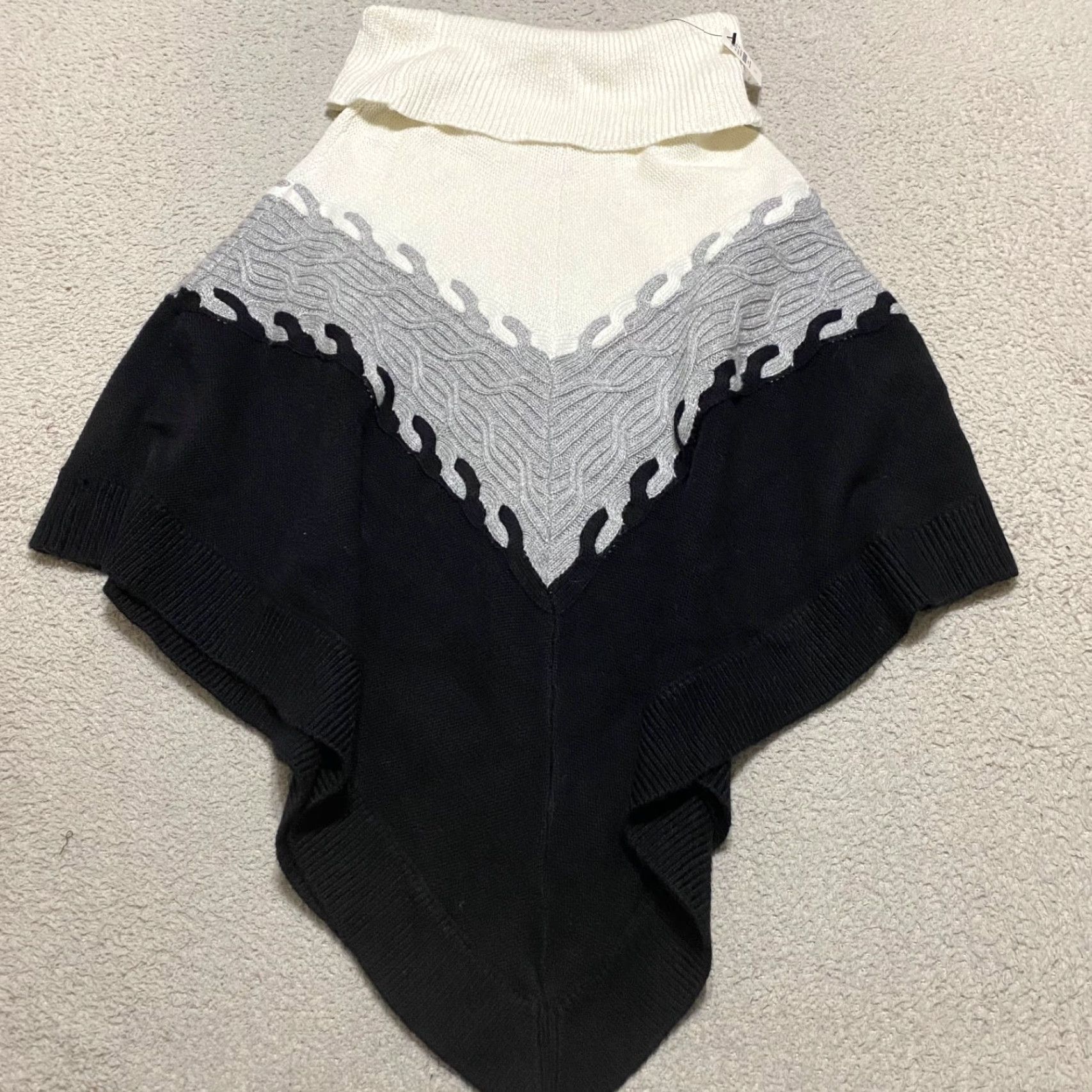 Talbots Talbots Womens Small Sweater Multicolor Cable Knit Poncho Cowl Neck NWT New Size S / US 4 / IT 40 - 7 Thumbnail
