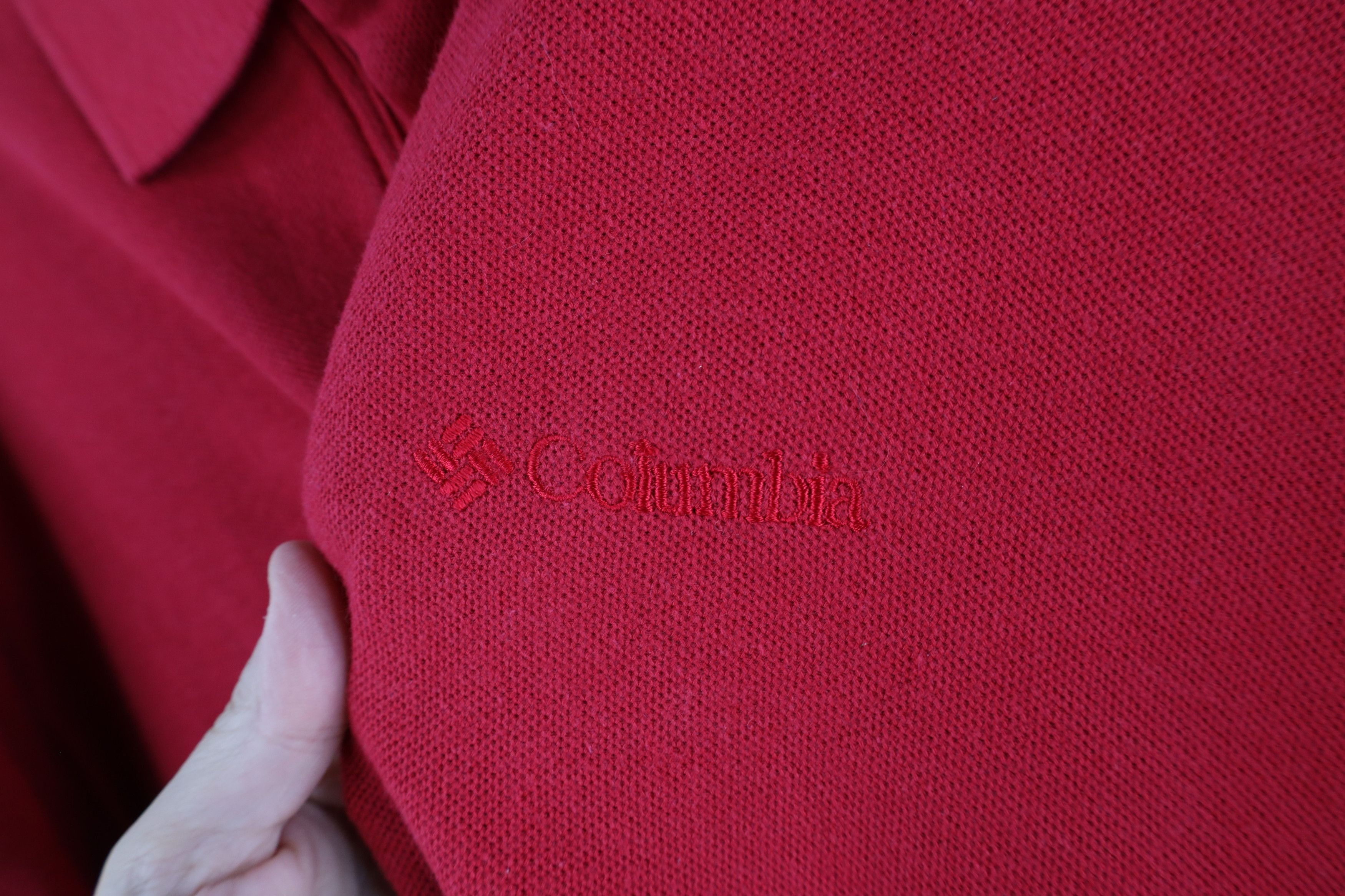 Columbia × Vintage Vintage 90s Columbia Spell Out Heavyweight Polo Shirt Red Size US M / EU 48-50 / 2 - 4 Thumbnail