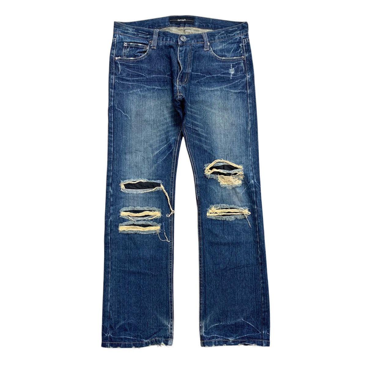 If Six Was Nine 2000’s Limited Skull Distressed Denim Pants Size US 35 - 2 Thumbnail