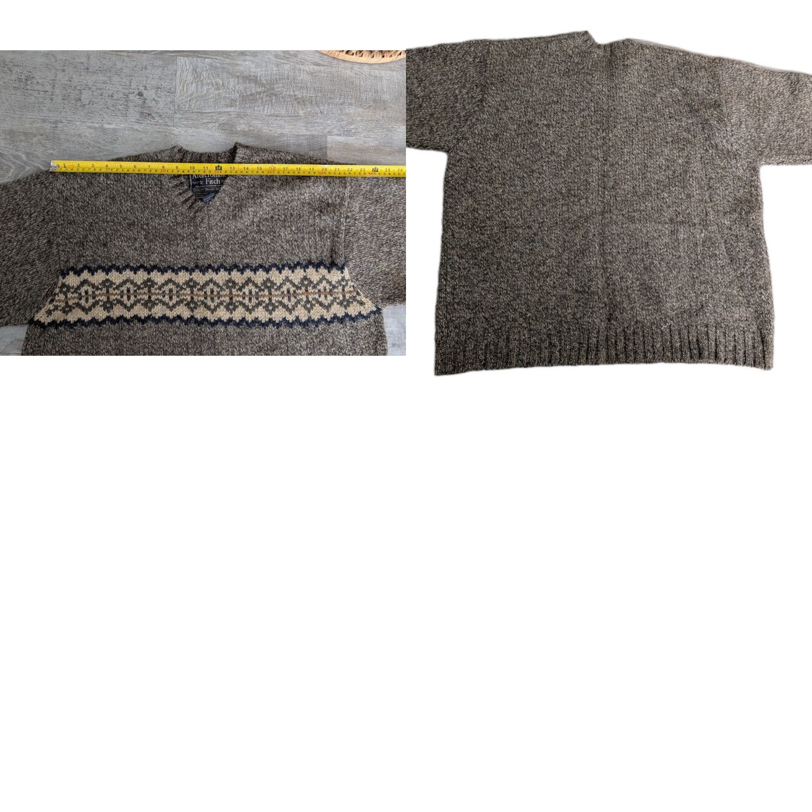 Abercrombie & Fitch VINTAGE Abercrombie & Fitch Mens Heavy Sweater XL Wool V-Neck Fair Isle Donegal Pullover Beige 90s Retro Holiday Winter Knit-Style Pullover Mens Size US XL / EU 56 / 4 - 9 Thumbnail