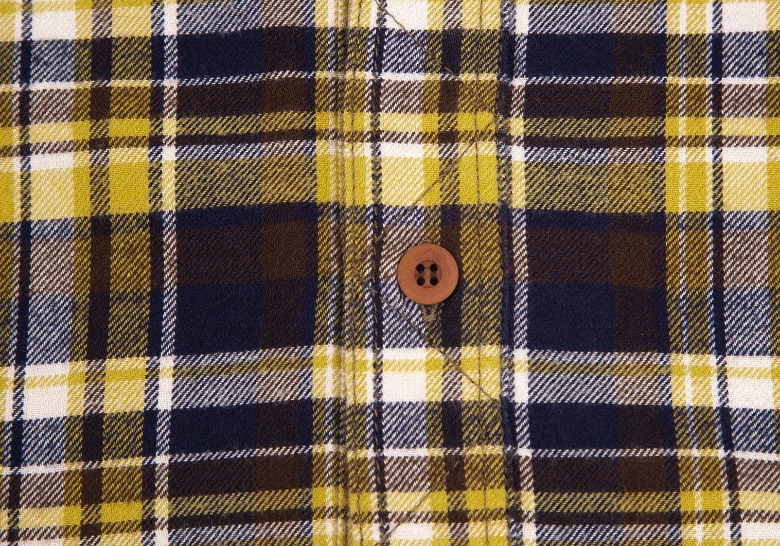 Junya Watanabe Checkered Flannel Shirt in Yellow, Navy, and Brown Size US XS / EU 42 / 0 - 4 Thumbnail