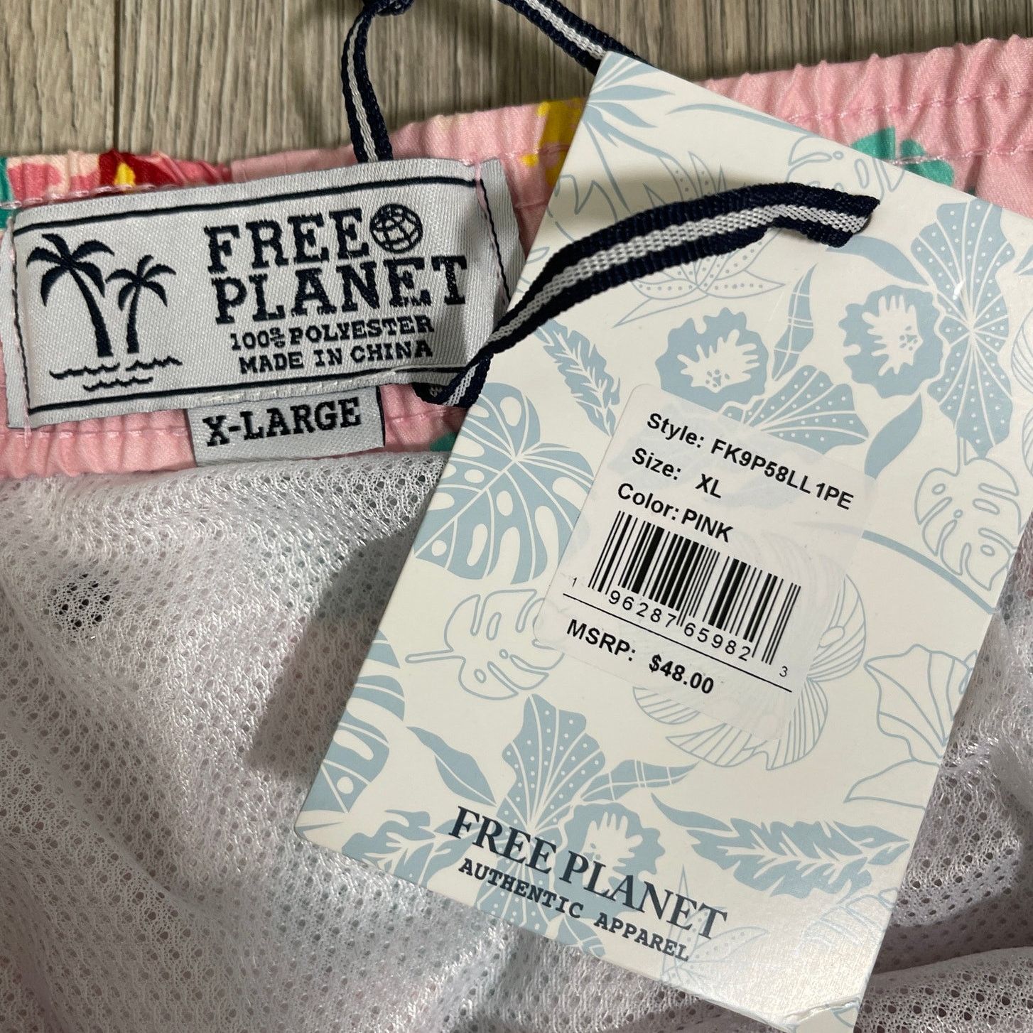Free Planet Free Planet 7" Hibiscus Swim Trunks Shorts Pink Sz XL - $48 Size US 36 / EU 52 - 3 Thumbnail