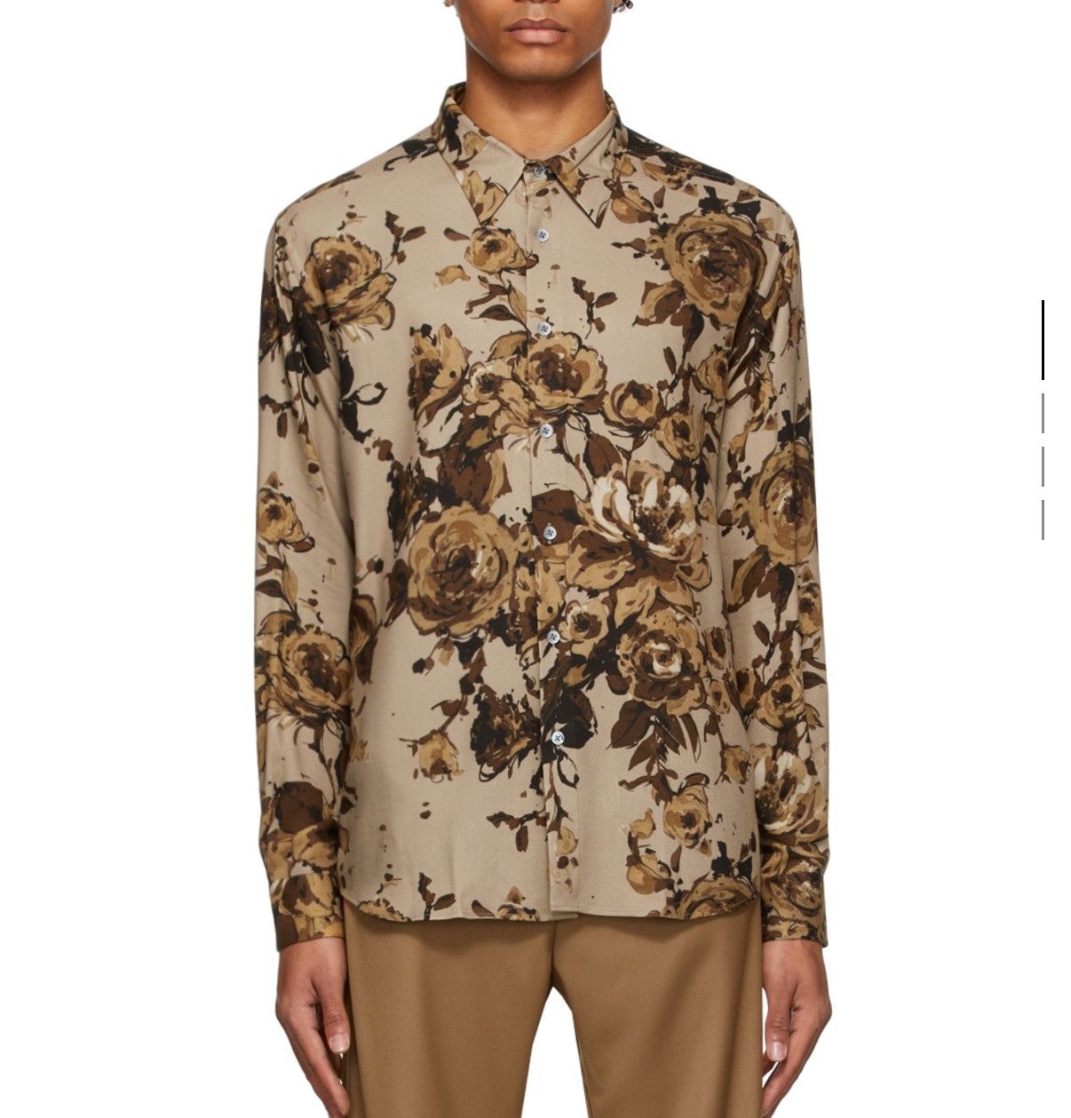 DAVI PARIS Tan Long Sleeve Printed Shirt