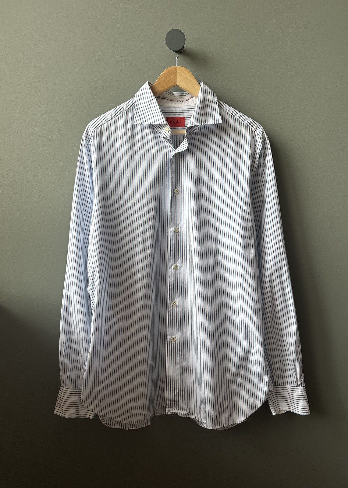Isaia Napolii Isaia Napoli Striped Formal Cotton Dress Shirt Size 44/17.5 Size US XL / EU 56 / 4 - 1 Thumbnail