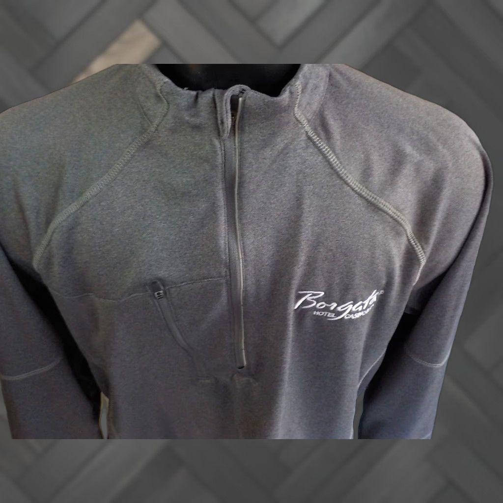 Vintage NORTH END 1/4 Zip Pullover Gray Borgata Casino Logo on Chest SZ LG Mens Shirt Size US L / EU 52-54 / 3 - 1 Thumbnail