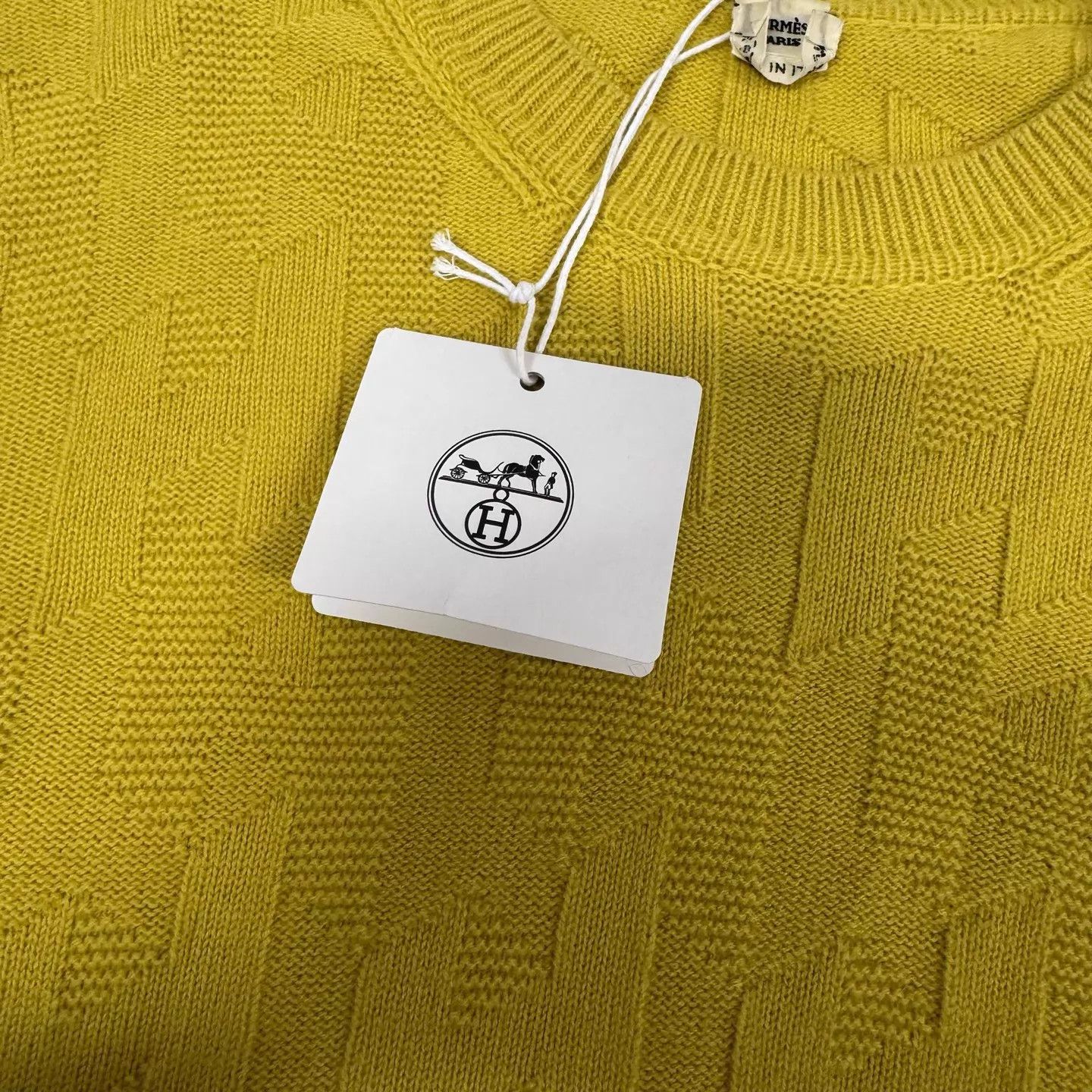 Hermes Hermes Yellow H Jacquard Crew Sweater 100% Wool 40 Size M / US 6-8 / IT 42-44 - 4 Thumbnail