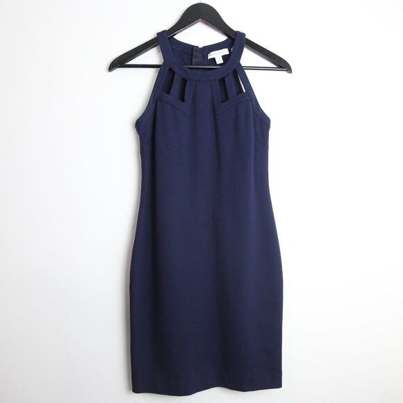 Banana Republic Banana Republic Navy Blue Shift Dress Sleeveless Cut Out Size XS / US 0-2 / IT 36-38 - 1 Thumbnail