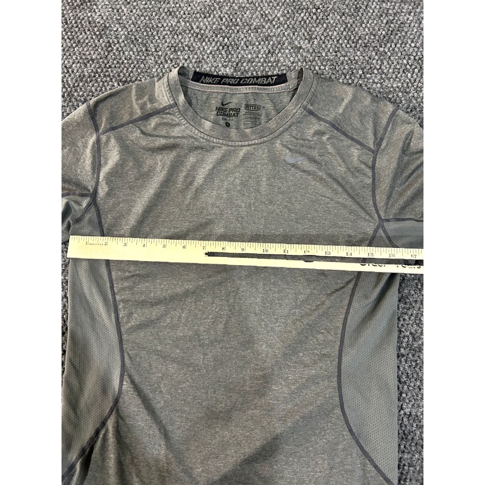 Nike Nike Pro Combat Shirt Mens S Gray Long Sleeve Dri-FIT Fitted Athletic Gym Shirt Size US S / EU 44-46 / 1 - 6 Thumbnail