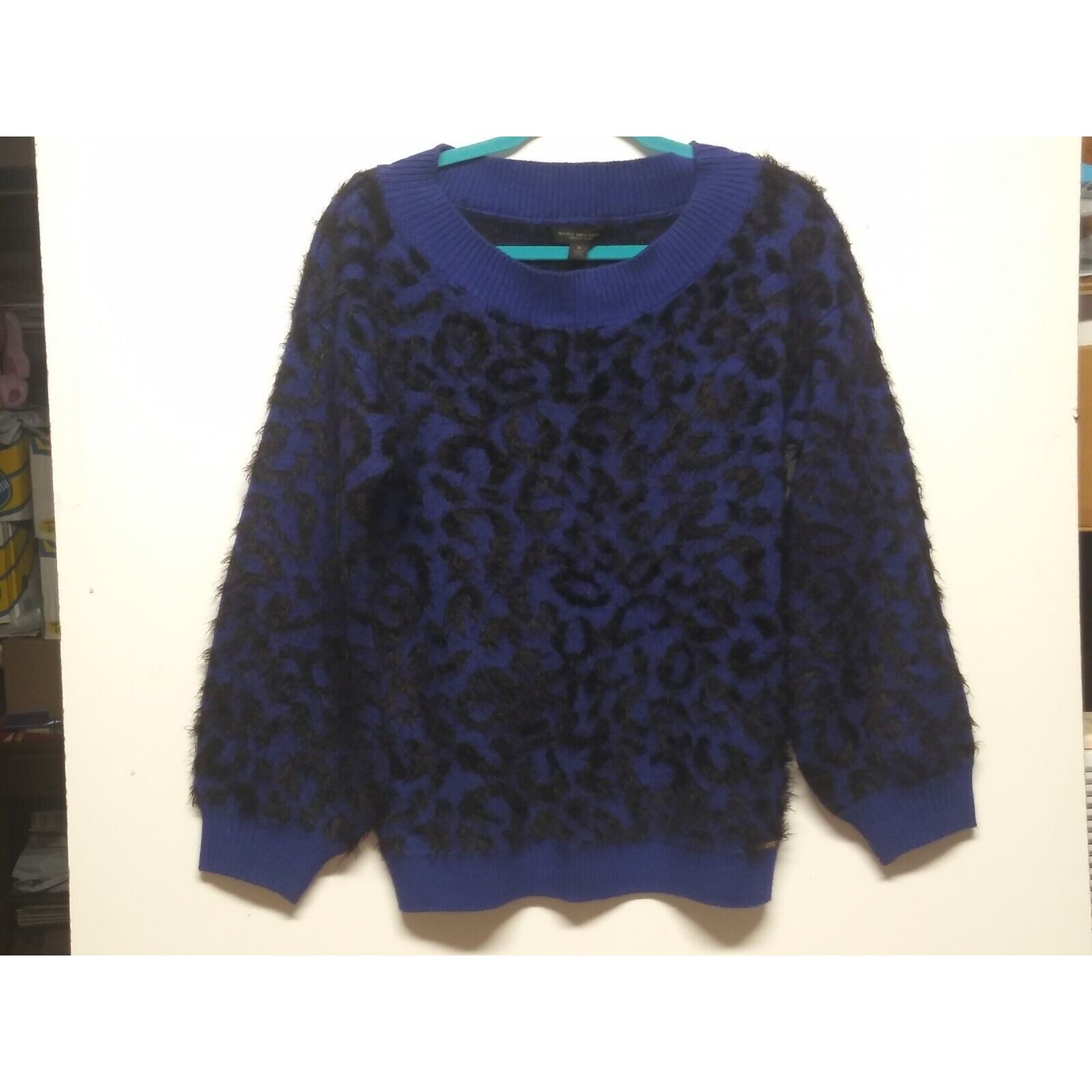 Designer Marc NY sweater pullover blue black eyelash Womens Med Size M / US 6-8 / IT 42-44 - 3 Thumbnail