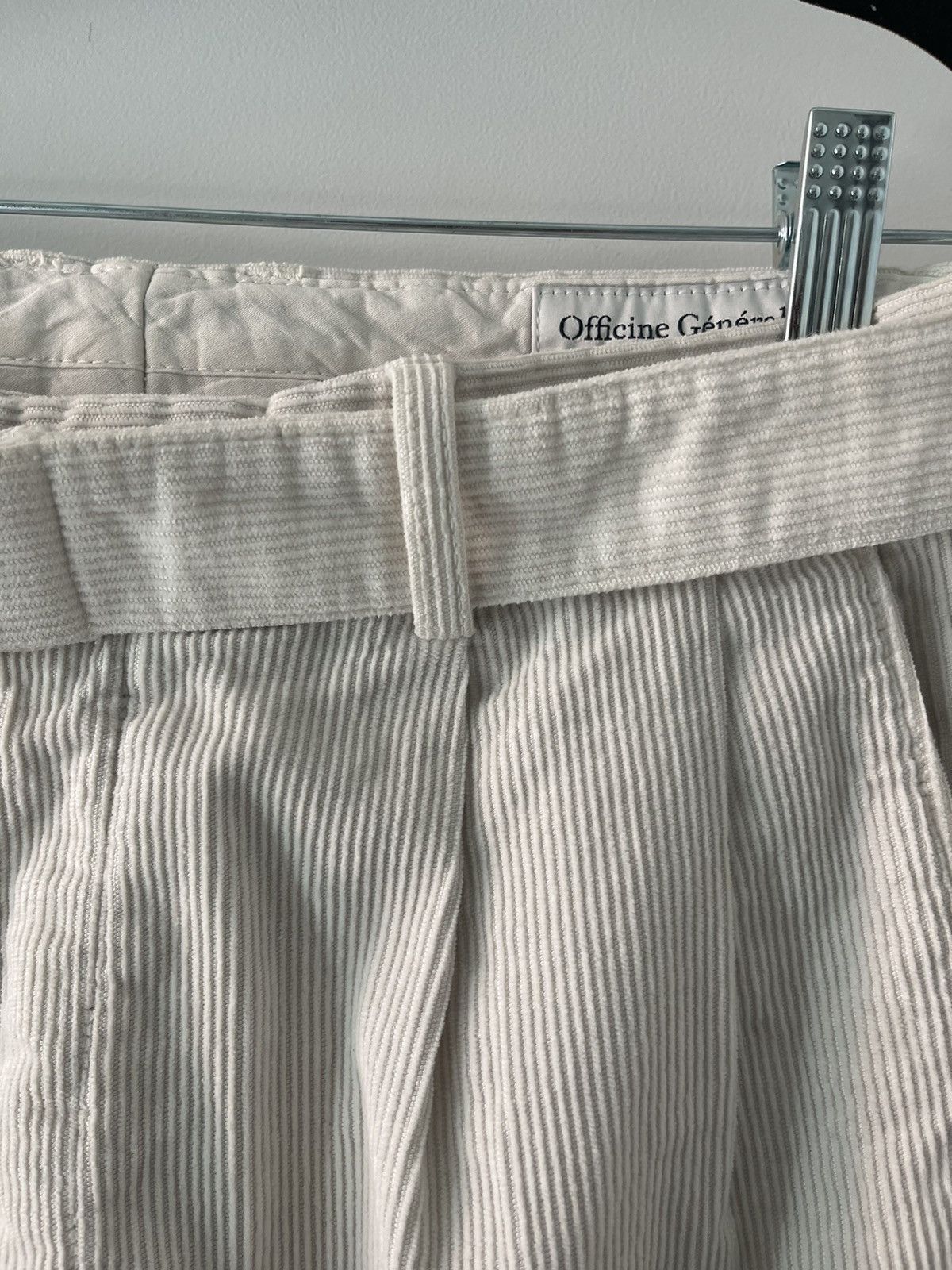 Officine Generale Officine Générale White Corduroy Pants - IT Size 48 (M) Size 48R - 2 Thumbnail