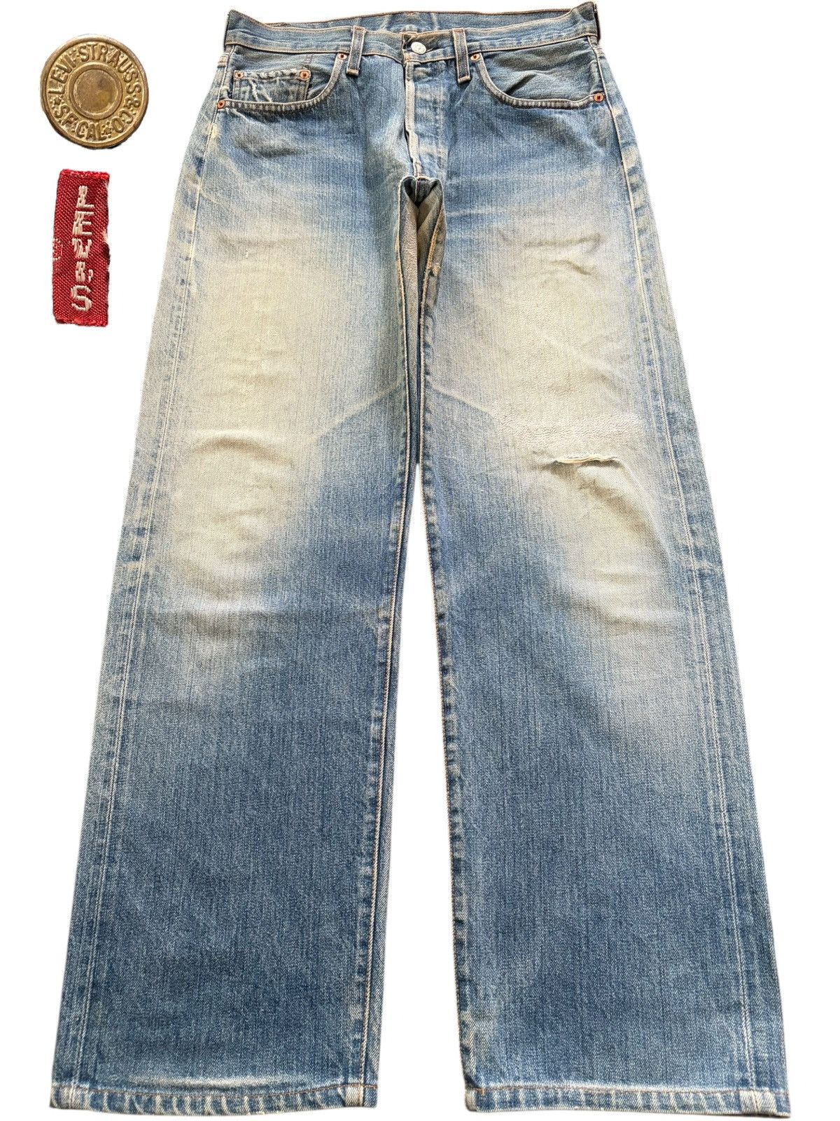 Vintage 90s Levis 501 Big E Selvedge Distress Baggy Jeans