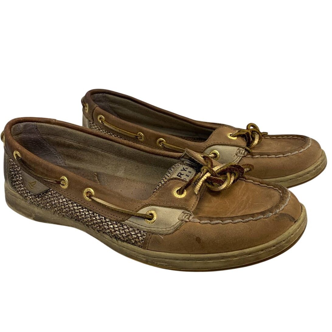 Sperry Sperry US 9.5 Sparkle Gold Leather Topsiders Boat Shoes Size US 9.5 / IT 39.5 - 1 Thumbnail