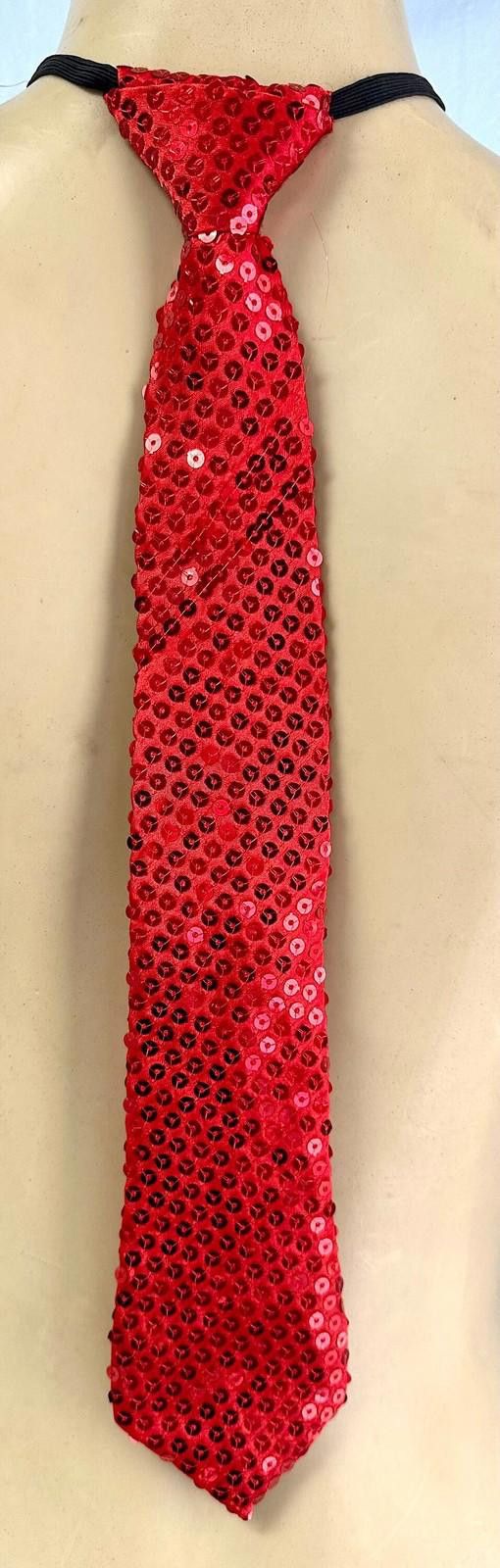 Designer Sequins Over Fabric Neck Tie RED Adult Unisex Size ONE SIZE - 1 Preview