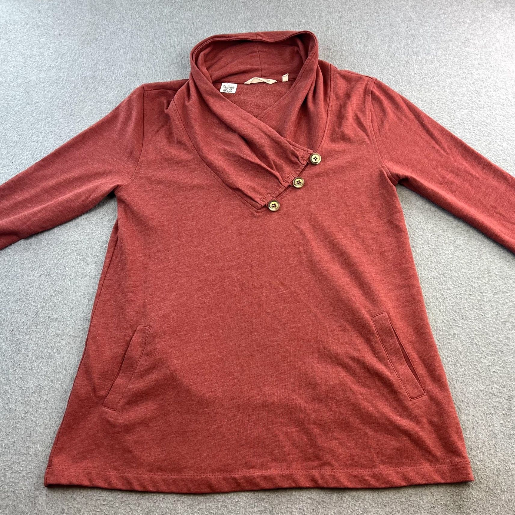 Soft Surroundings Soft Surroundings Sweater Womens Medium Red Button Collar Pullover Long Pocketed Size M / US 6-8 / IT 42-44 - 4 Thumbnail