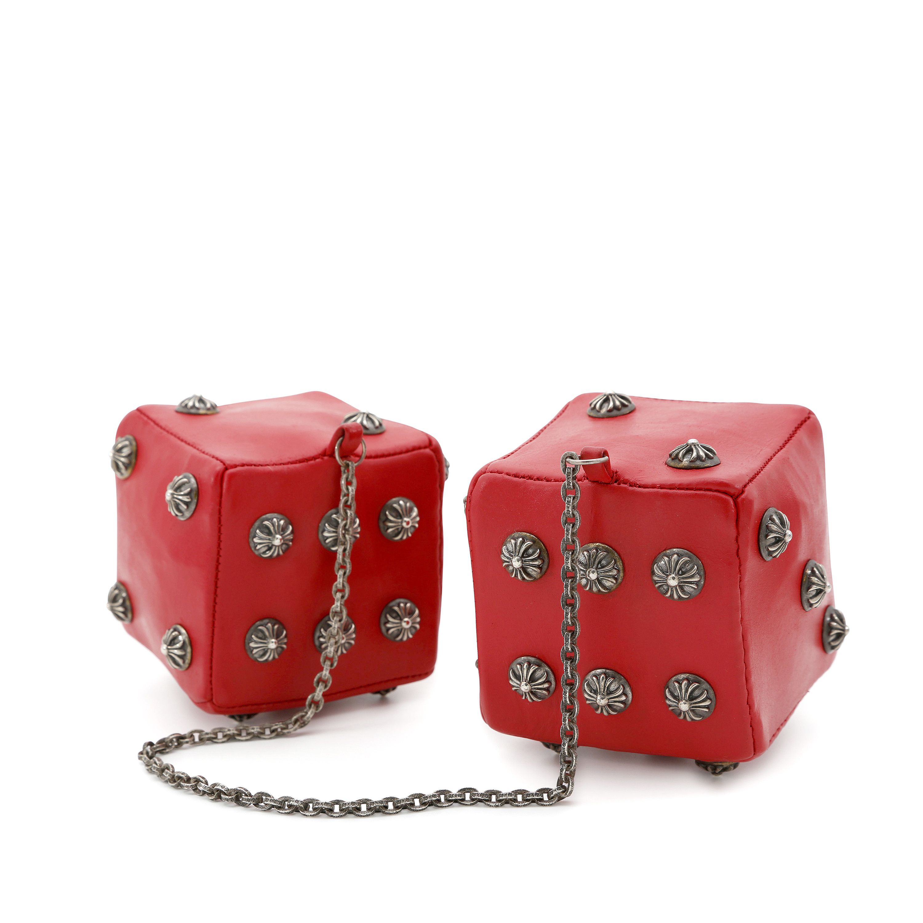 Chrome Hearts Red Leather Dashboard Dice Size ONE SIZE - 1 Thumbnail