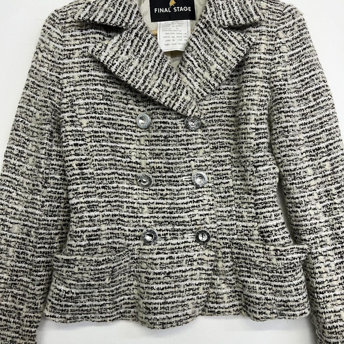 Japanese Brand VINTAGE FINAL STAGE tweed double-breasted blazer Size XS / US 0-2 / IT 36-38 - 4 Thumbnail