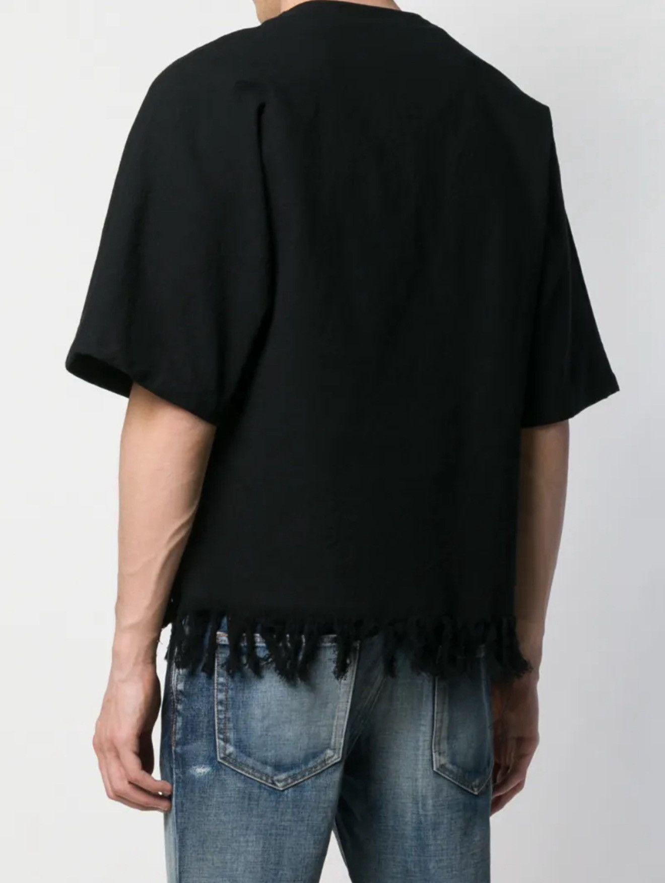 Saint Laurent Paris Fringe Hem Canvas Kimono Tunic In Black collar size 38 Size US S / EU 44-46 / 1 - 2 Thumbnail