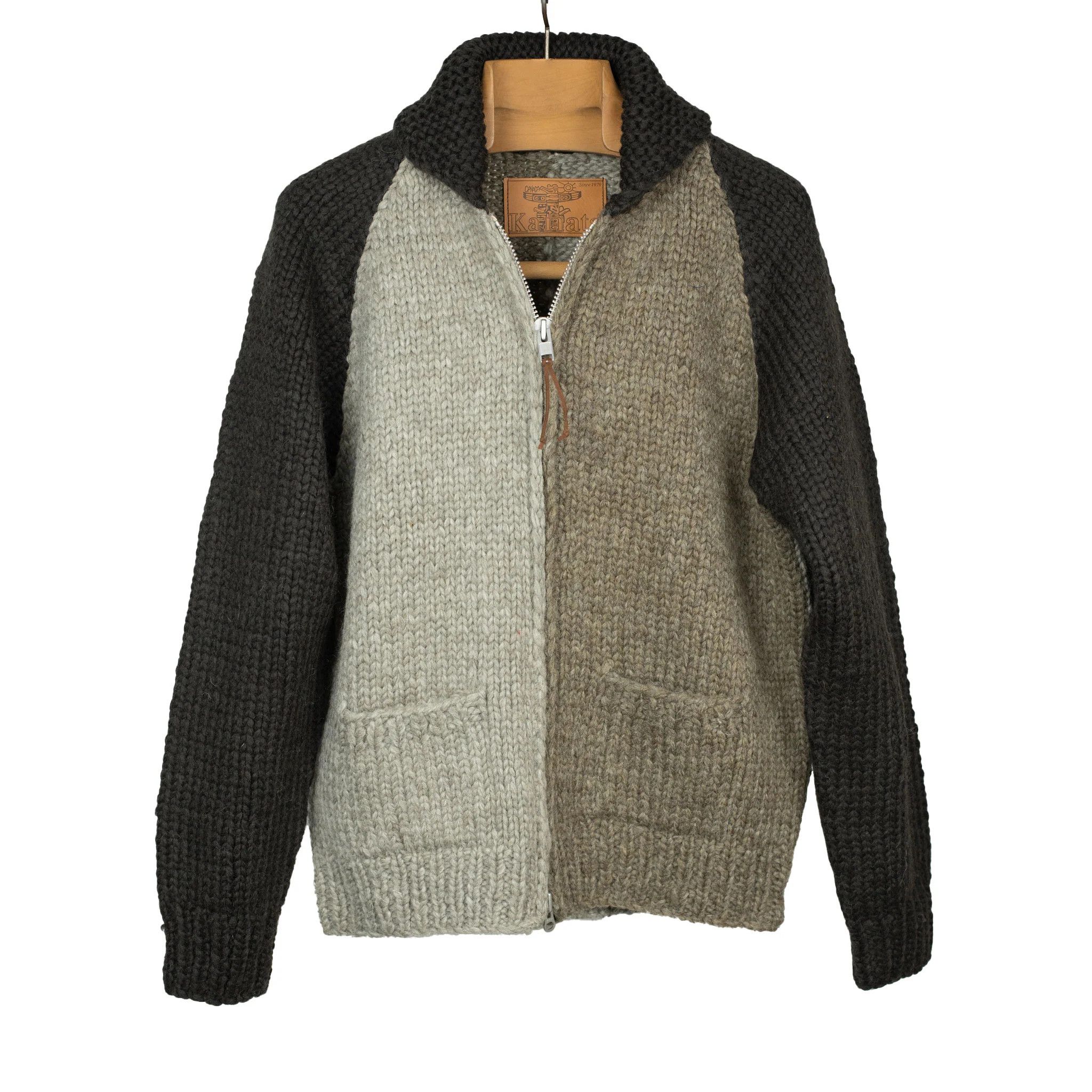 Kanata Hand Knits Hand-knit color-blocked Cowichan cardigan x NMWA Size US S / EU 44-46 / 1 - 3 Thumbnail