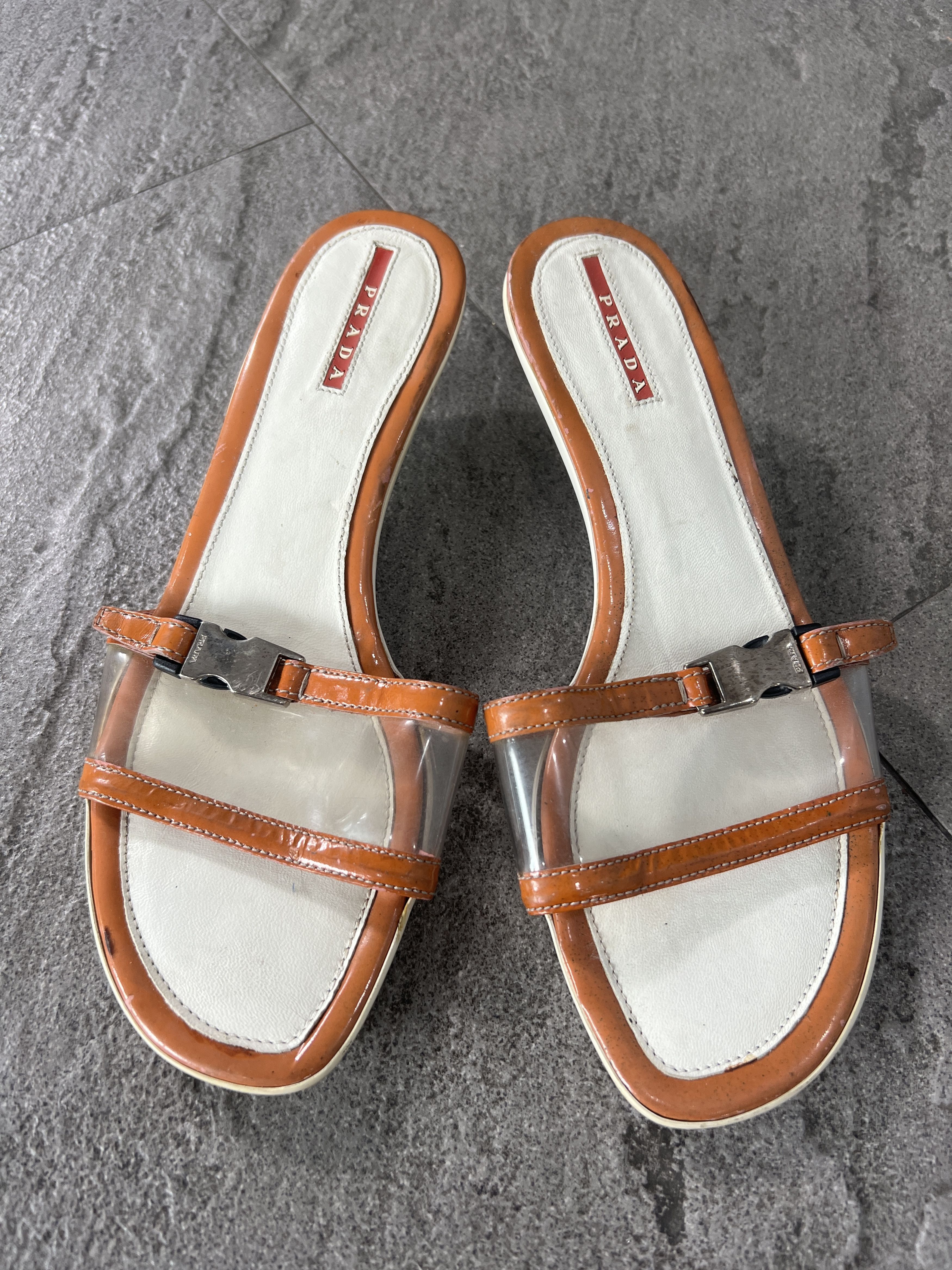 Prada Prada Clear PVC Leather Kitten Heel Slide Sandals 38 Size US 7.5 / IT 37.5 - 3 Thumbnail