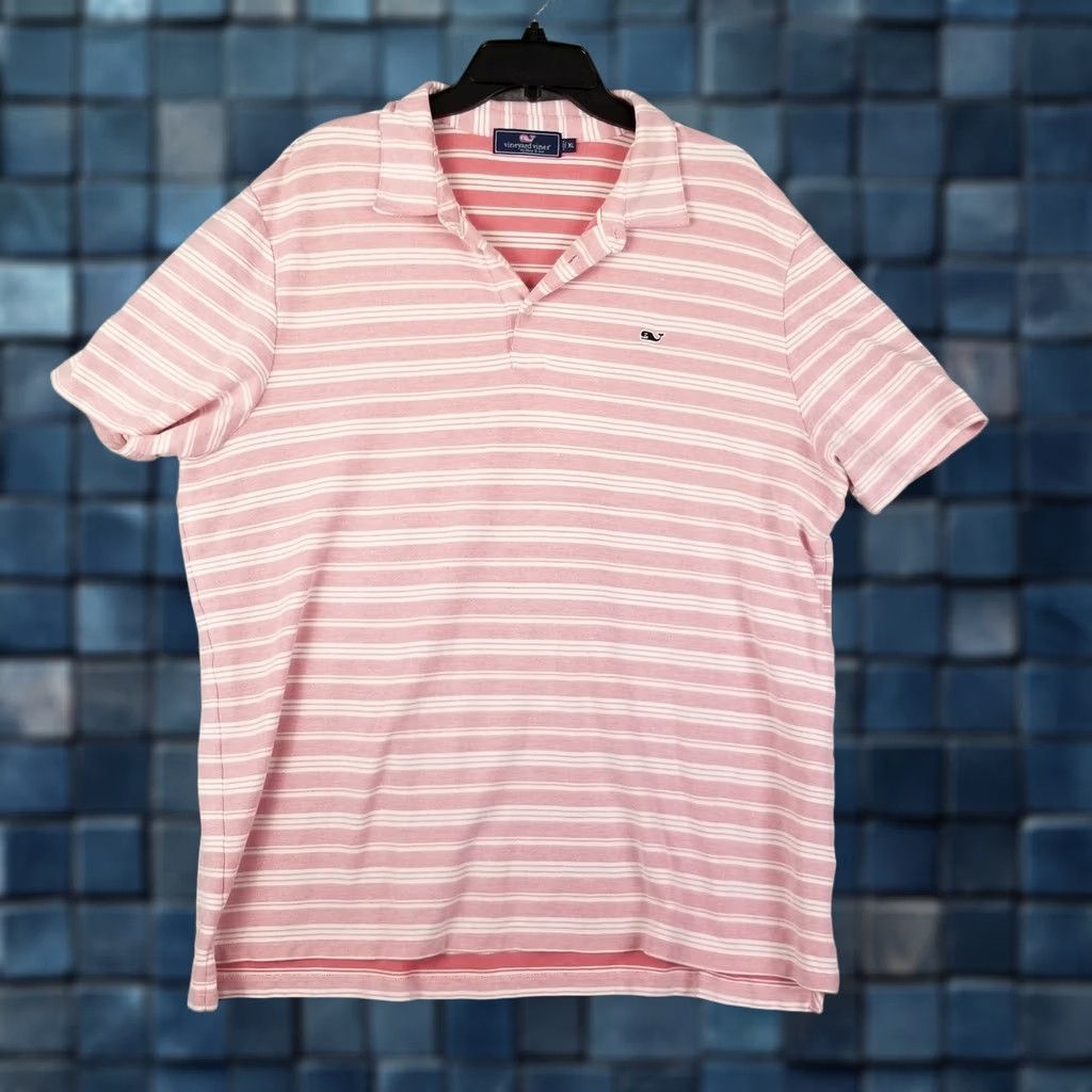Vineyard Vines Vineyard Vines Shirt Polo Mens XL Pink Striped Short Sleeve Golf Stretch Whale Size US XL / EU 56 / 4 - 1 Thumbnail