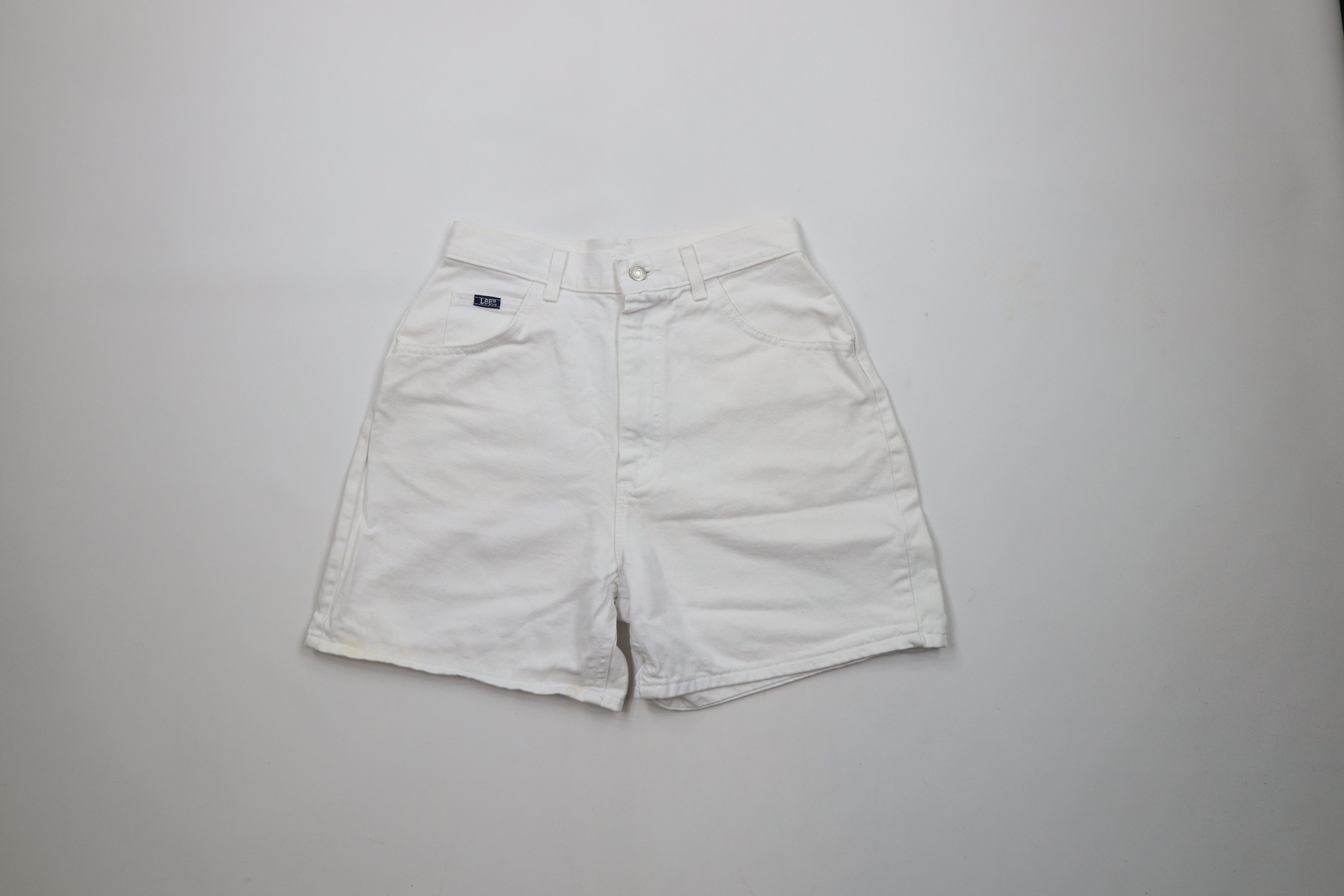 Lee × Vintage Vtg 90s Lee Above Knee Denim Jean Shorts Jorts White USA Size 27" / US 4 / IT 40 - 1 Thumbnail