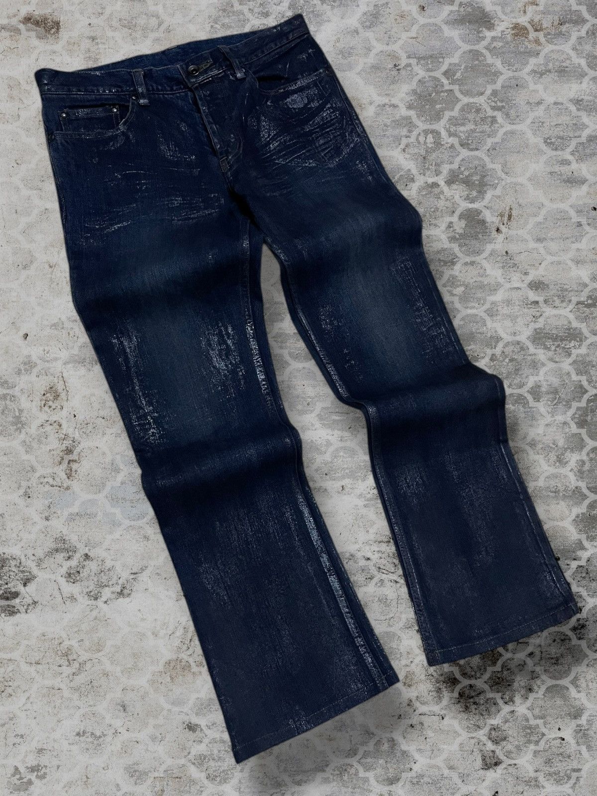 Shellac Vintage 1990s Authentic Designer Shellac Wax Style Denim Size US 29 - 2 Thumbnail