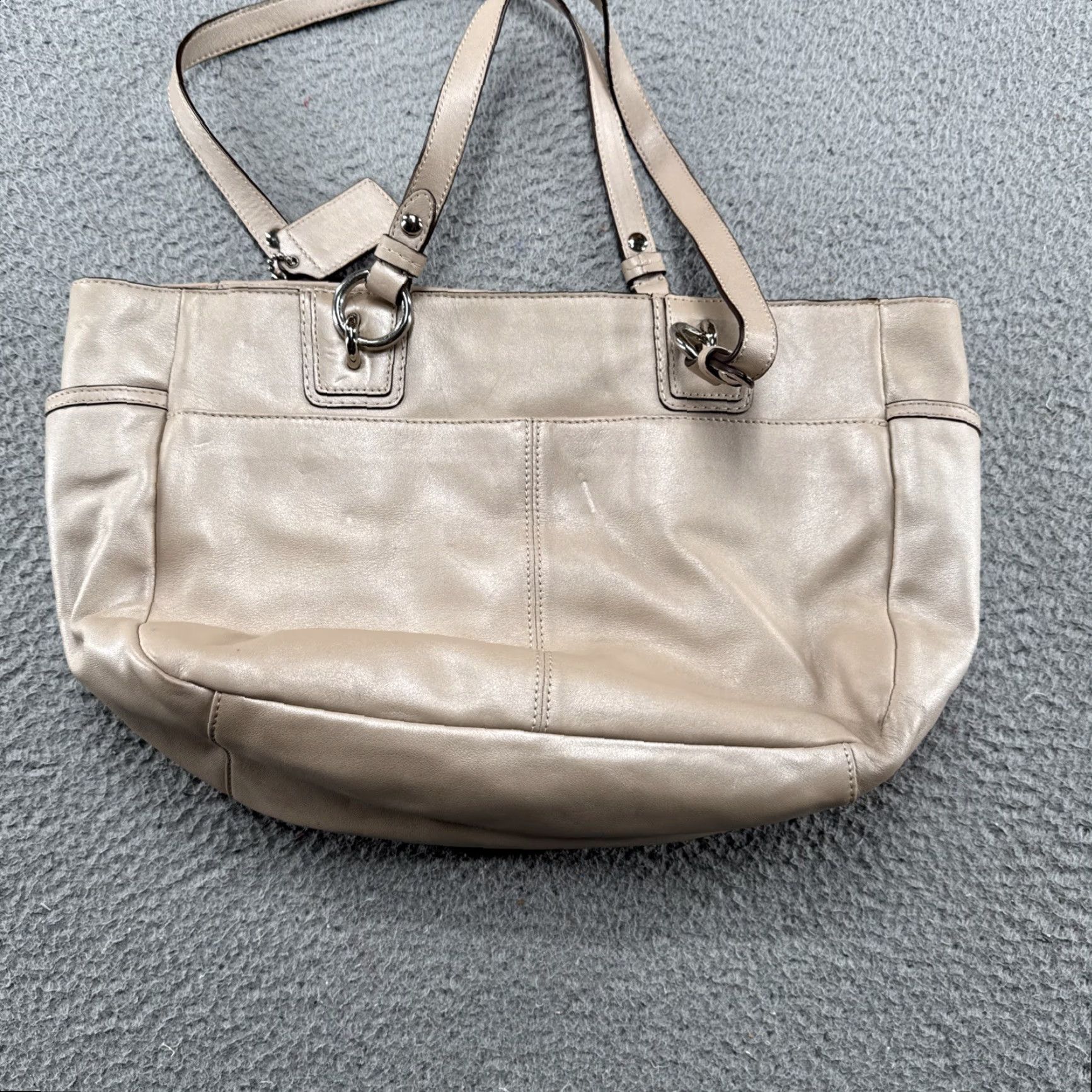 Coach C O A C H Gallery Tote Shimmer Beige Shoulder Purse Bag F19252 Side Zippers Charm Size ONE SIZE - 4 Thumbnail