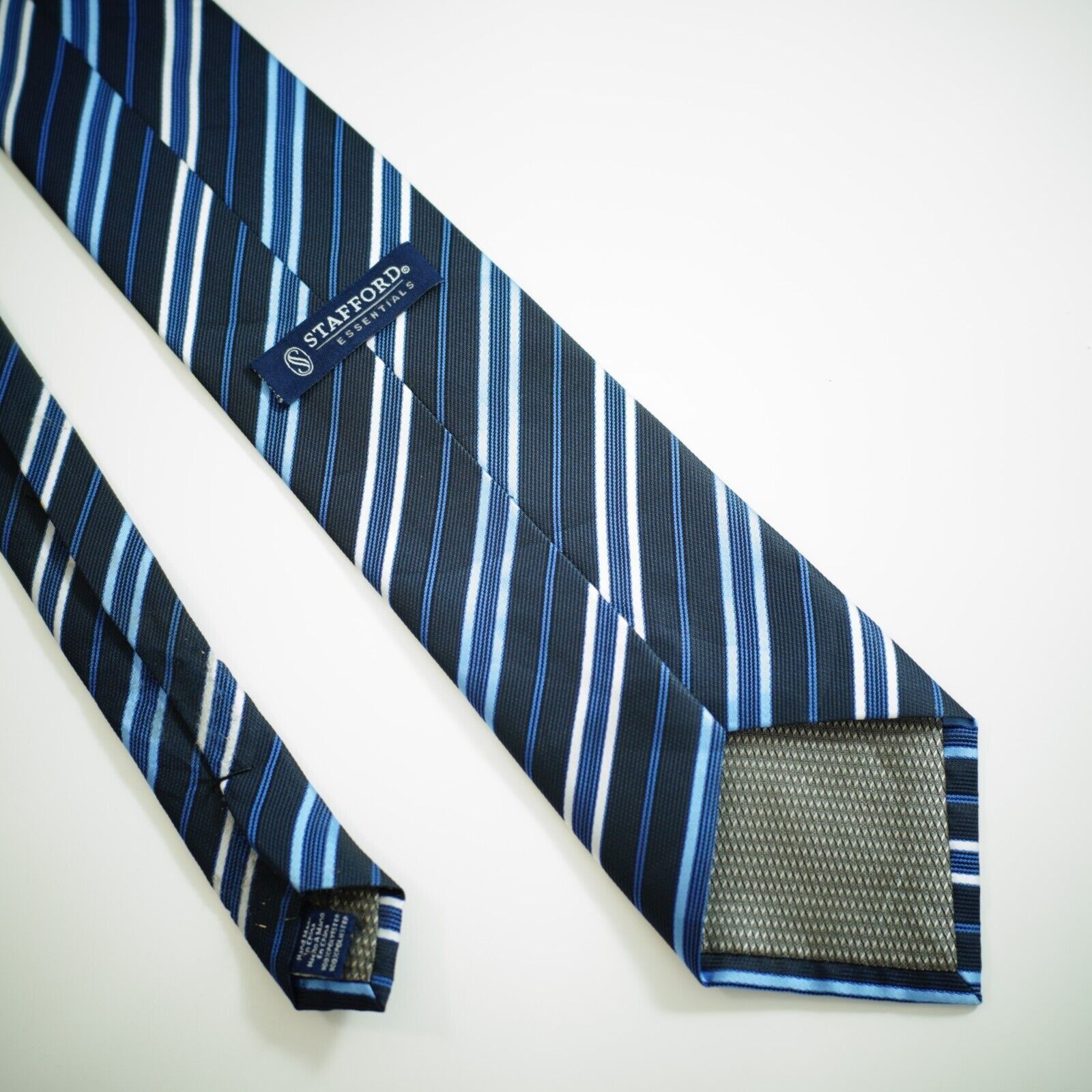 Stafford Stafford Essentials Blue Striped Woven Silk Tie Size ONE SIZE - 5 Thumbnail