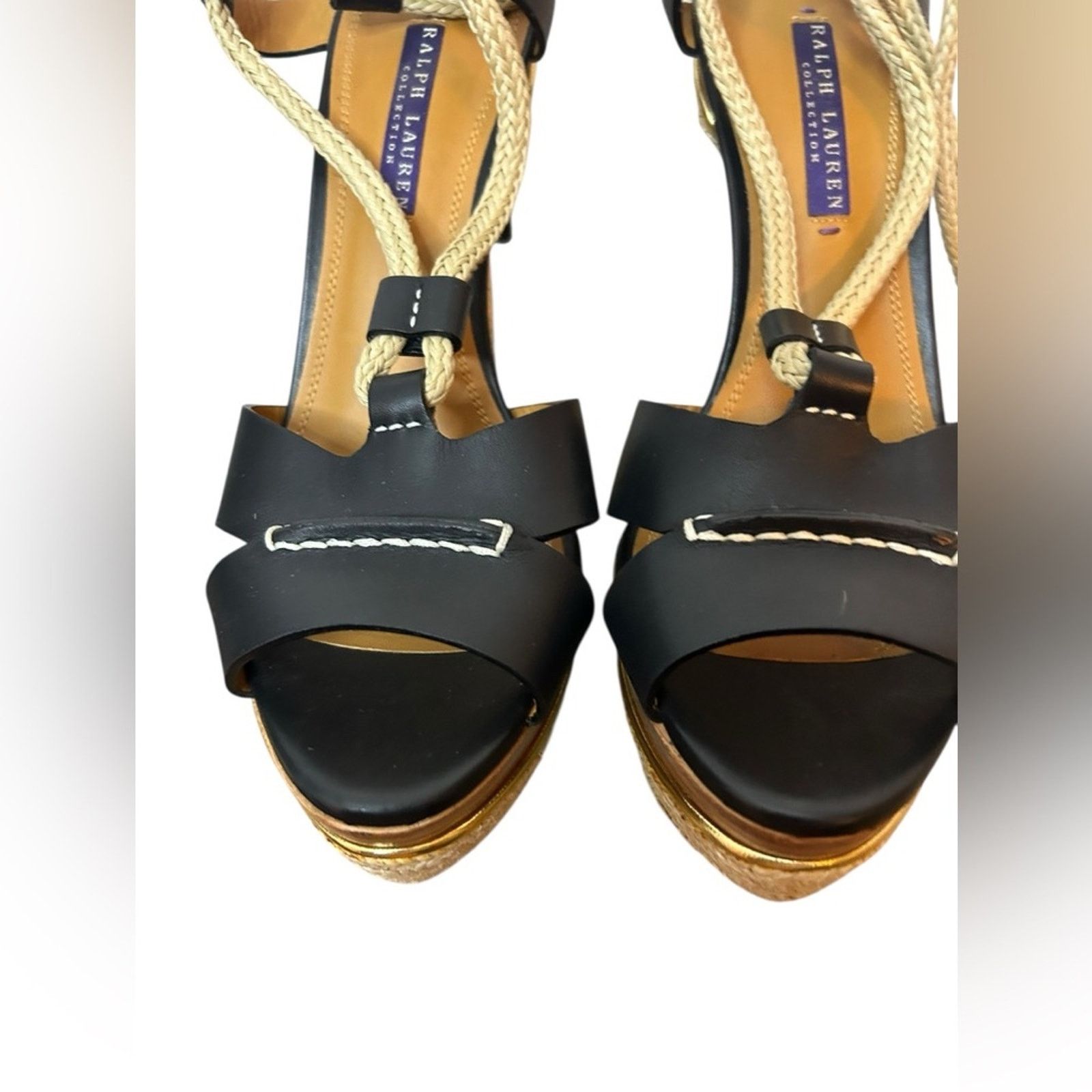 Ralph Lauren Ralph Lauren Purple Label Black Leather Rope Espadrille Heel Size US 9 / IT 39 - 3 Thumbnail
