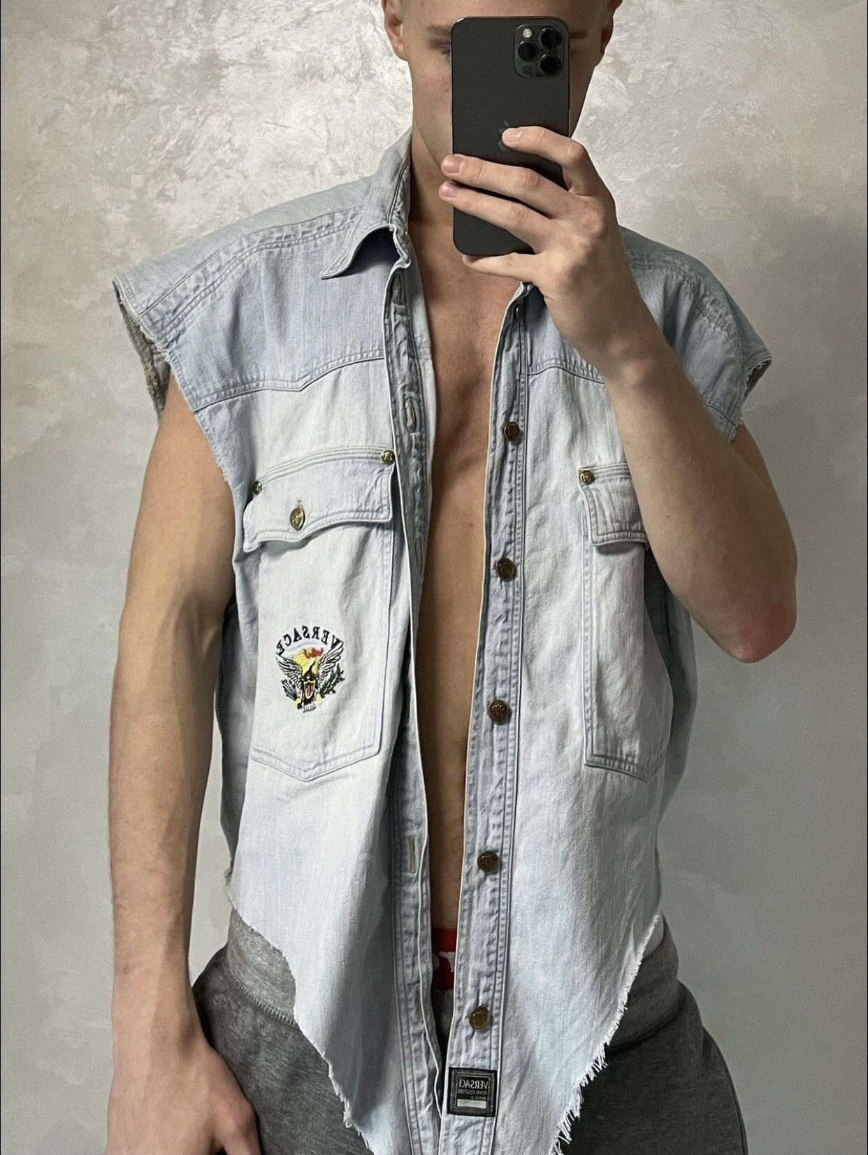 Versace × Vintage Versace custom Jeans Shirt Vintage Unique Size US L / EU 52-54 / 3 - 1 Thumbnail